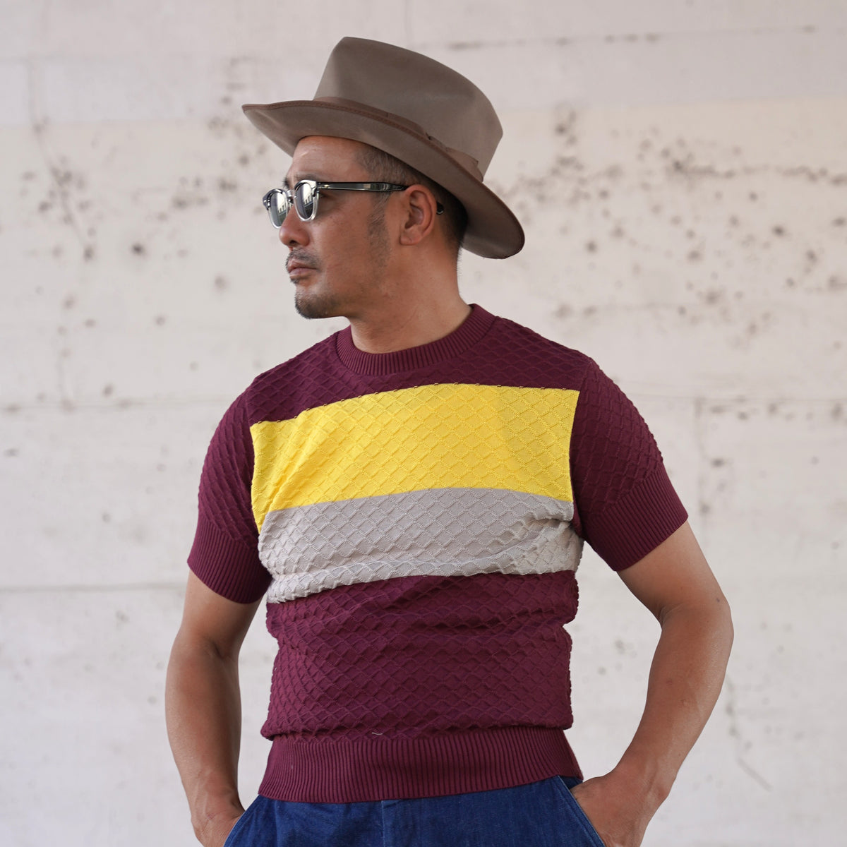 #270204 1950s Color Block Summer Knit