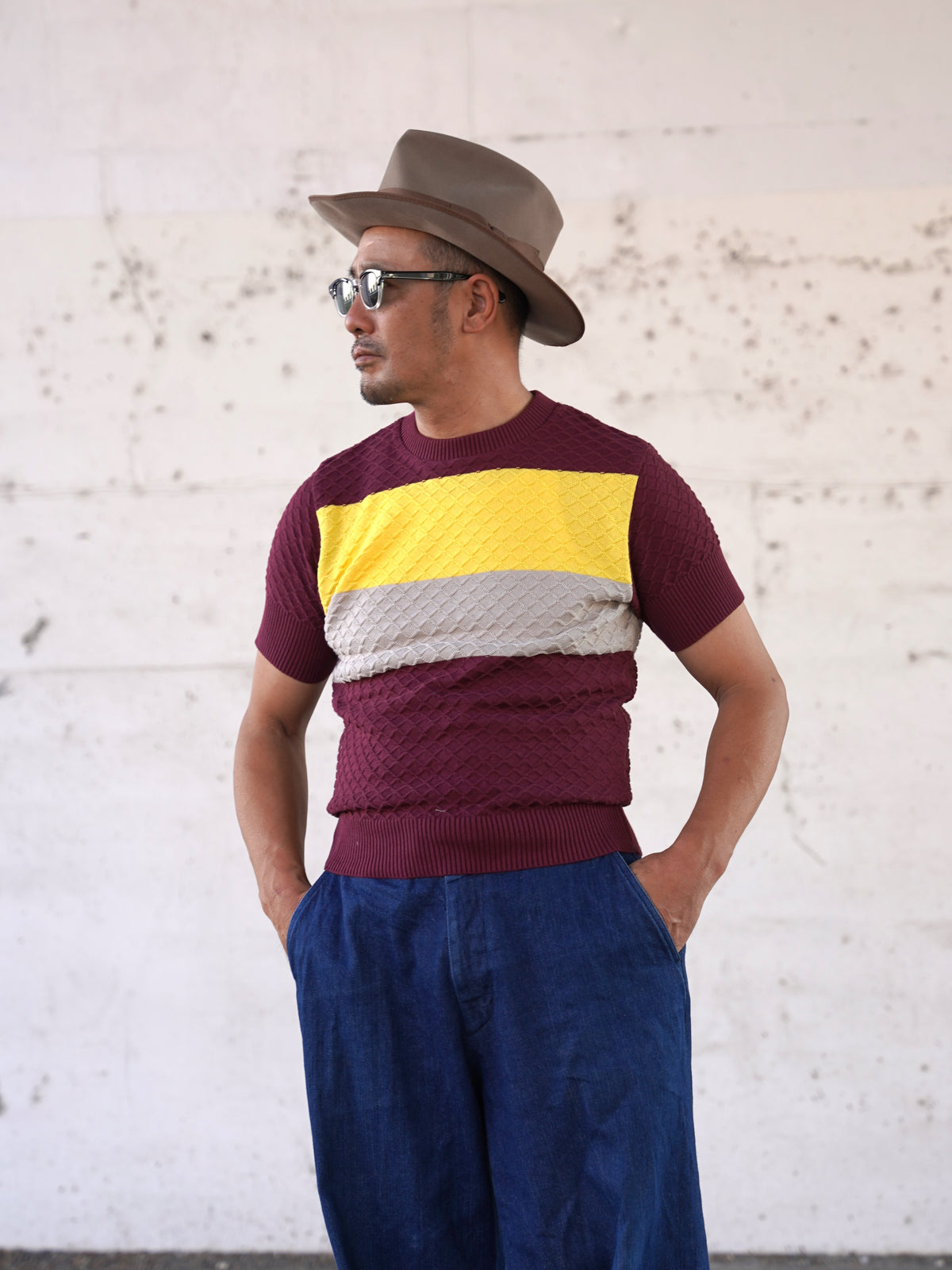 #270204 1950s Color Block Summer Knit
