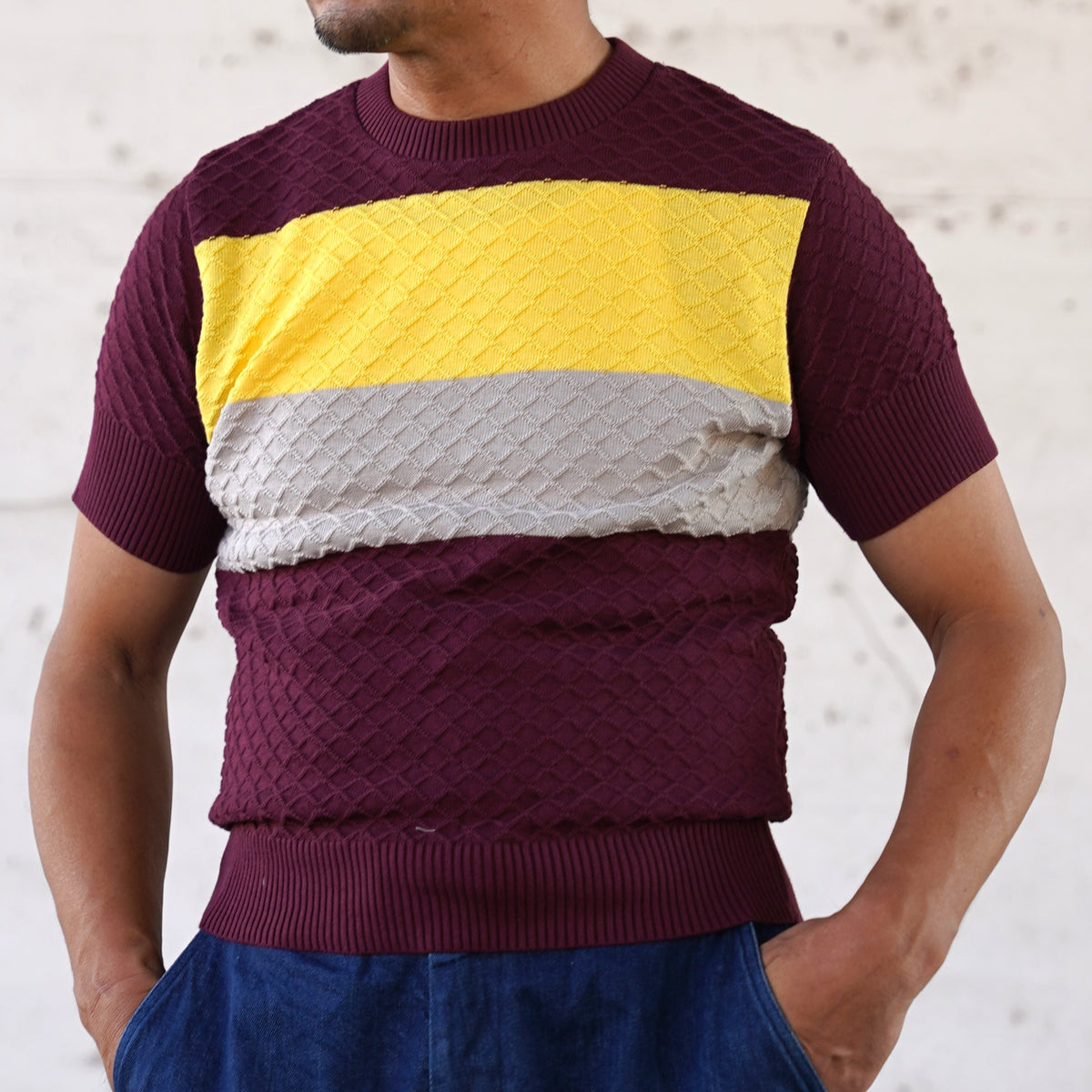 #270204 1950s Color Block Summer Knit