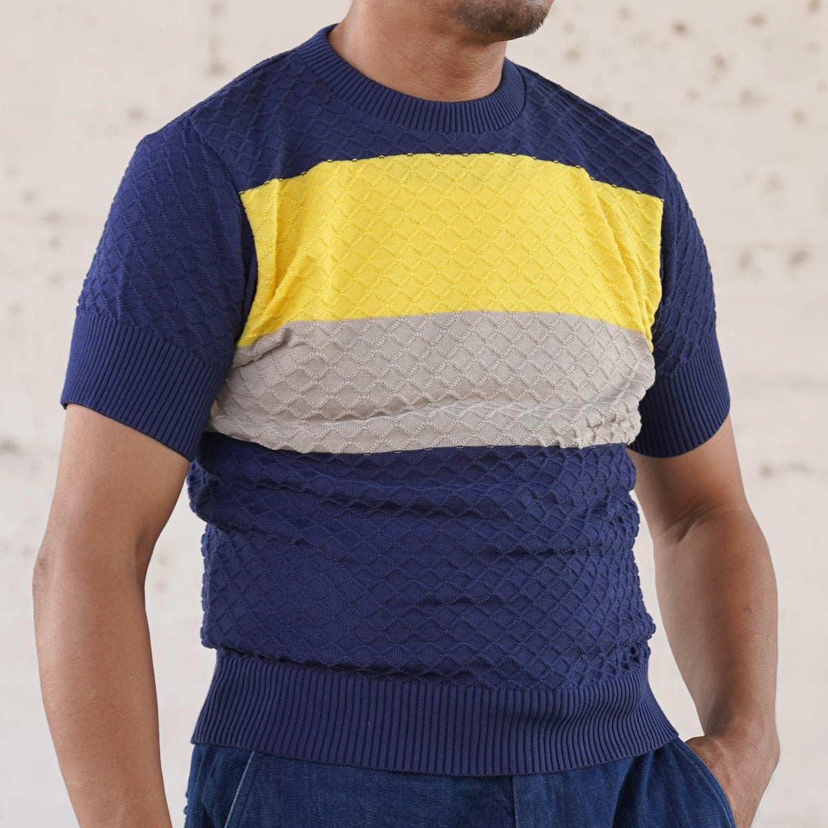 #270204 1950s Color Block Summer Knit