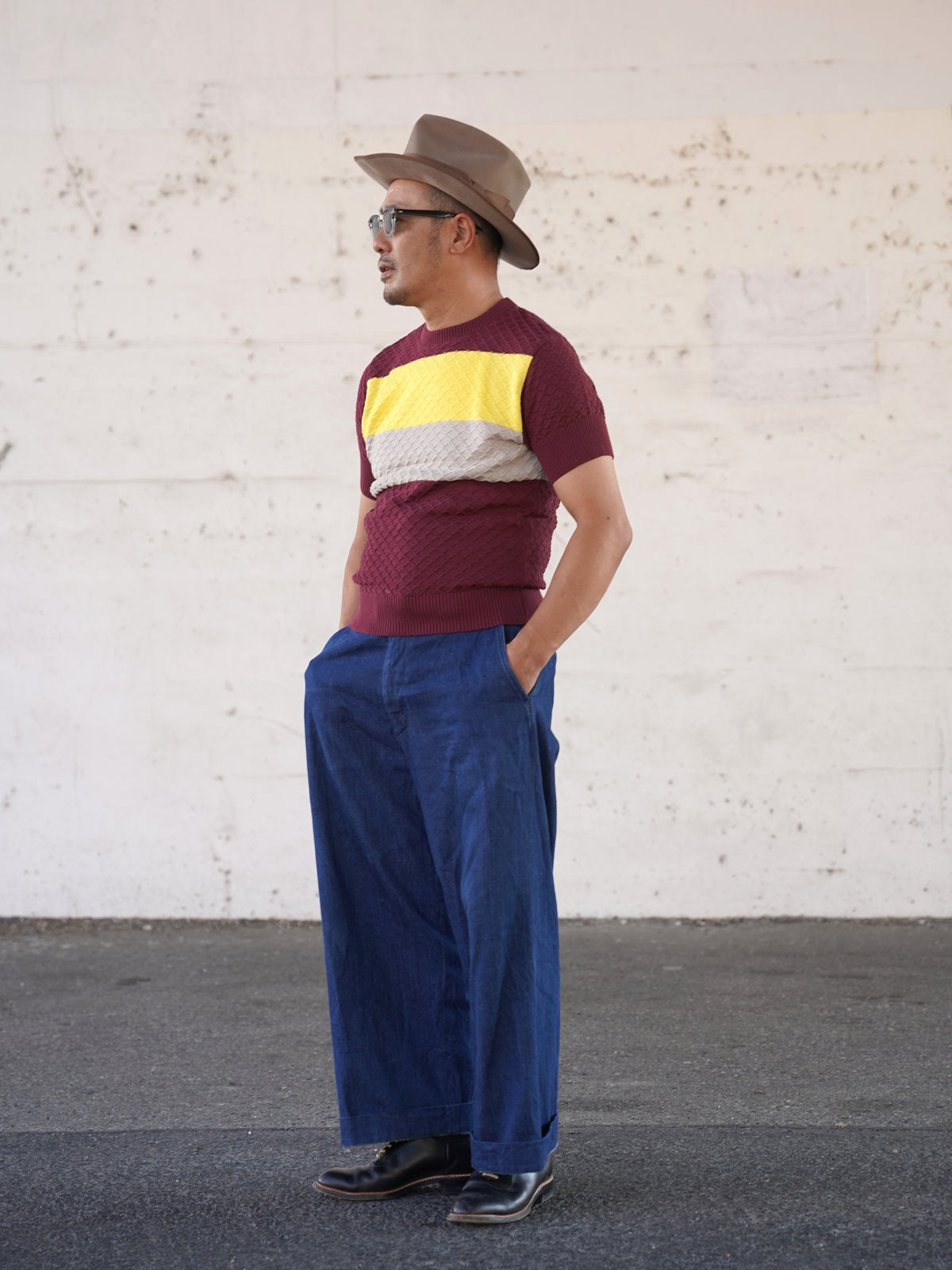 #270204 1950s Color Block Summer Knit