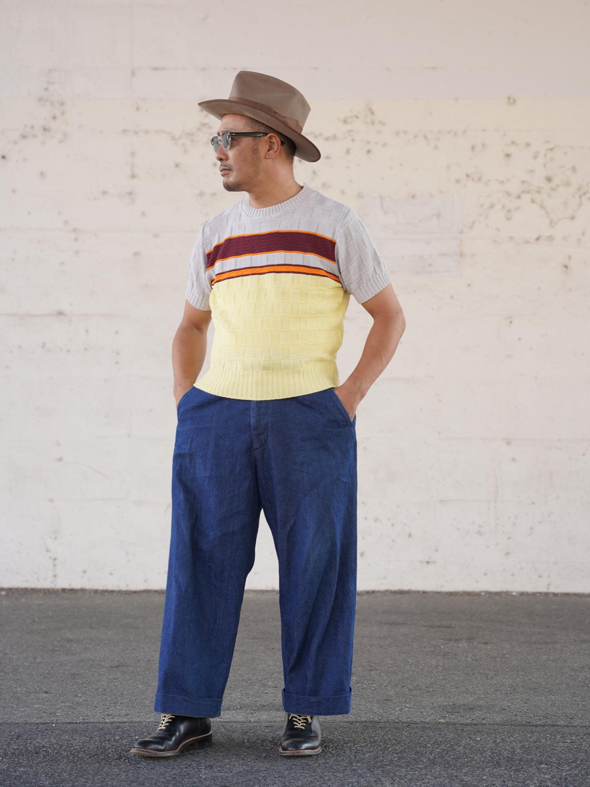#270205 1950s Panel Border Summer Knit