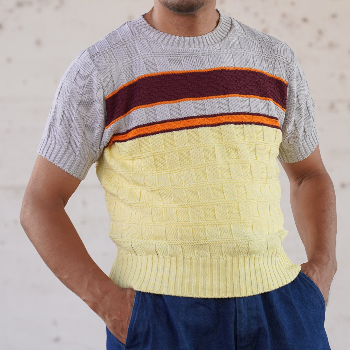 #270205 1950s Panel Border Summer Knit