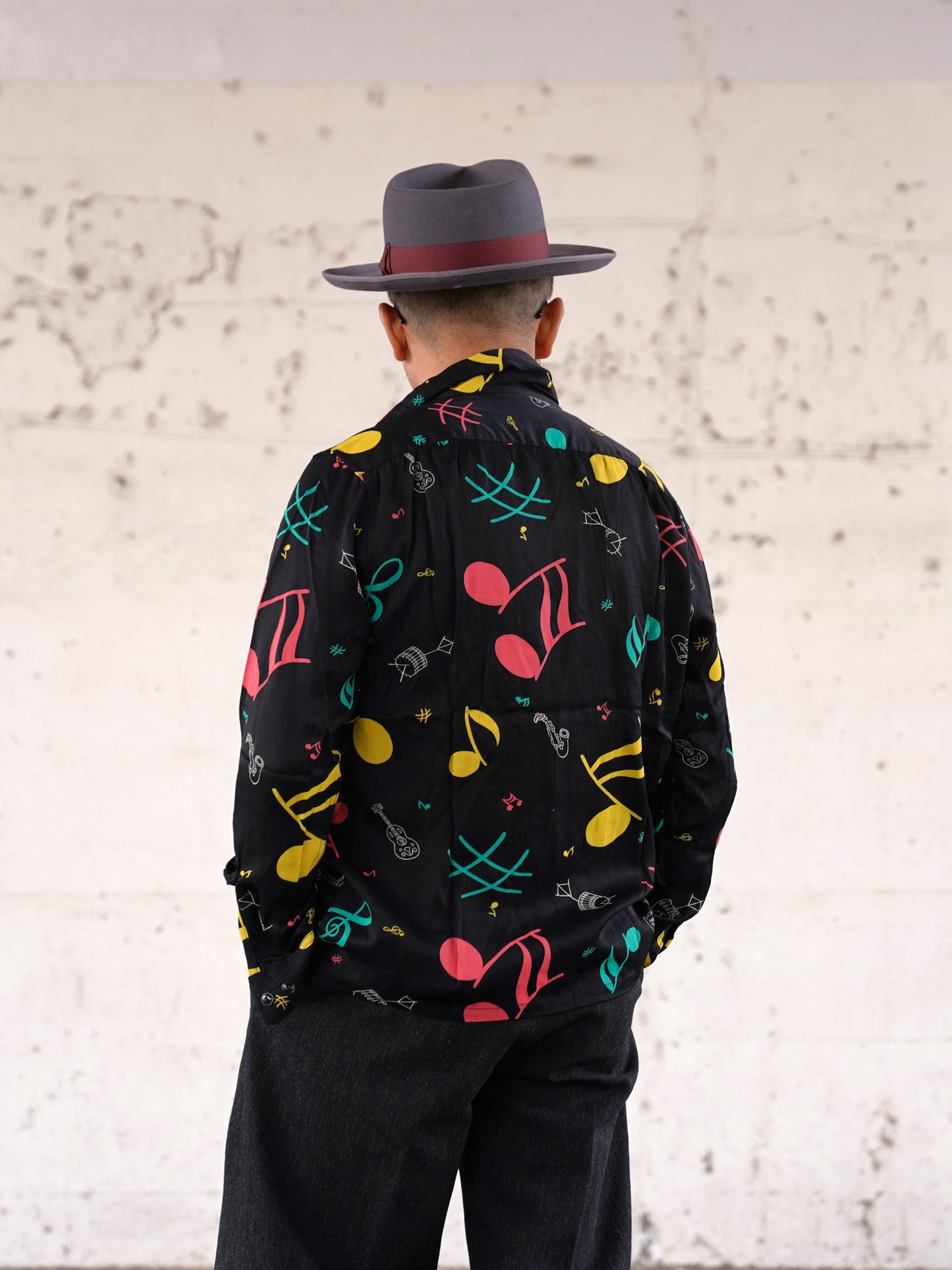 #260133 1950s L/S Shirt - Musical notes