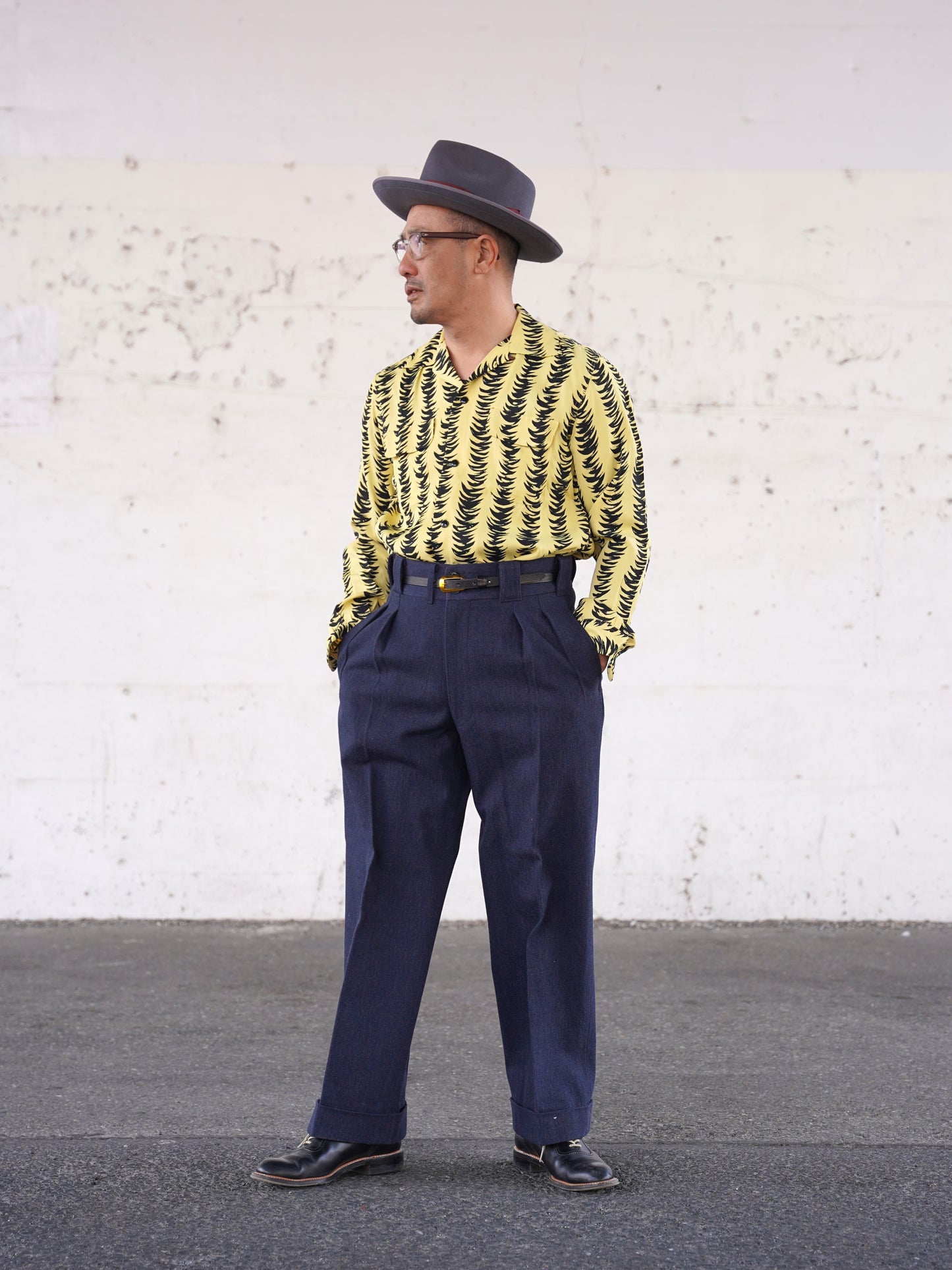 #260135 1950s Long-sleeved Shirt - Tiger striped