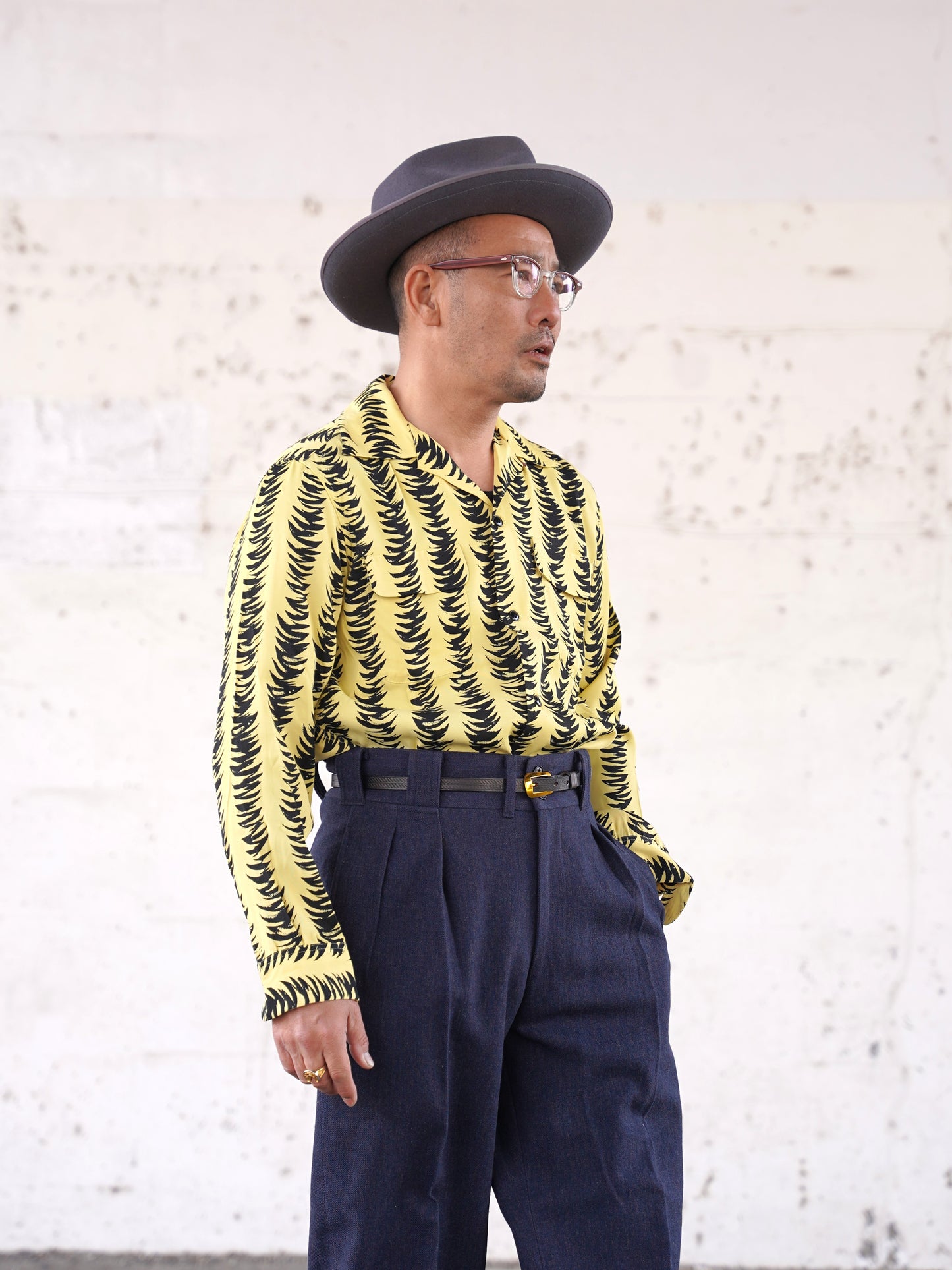 #260135 1950s Long-sleeved Shirt - Tiger striped