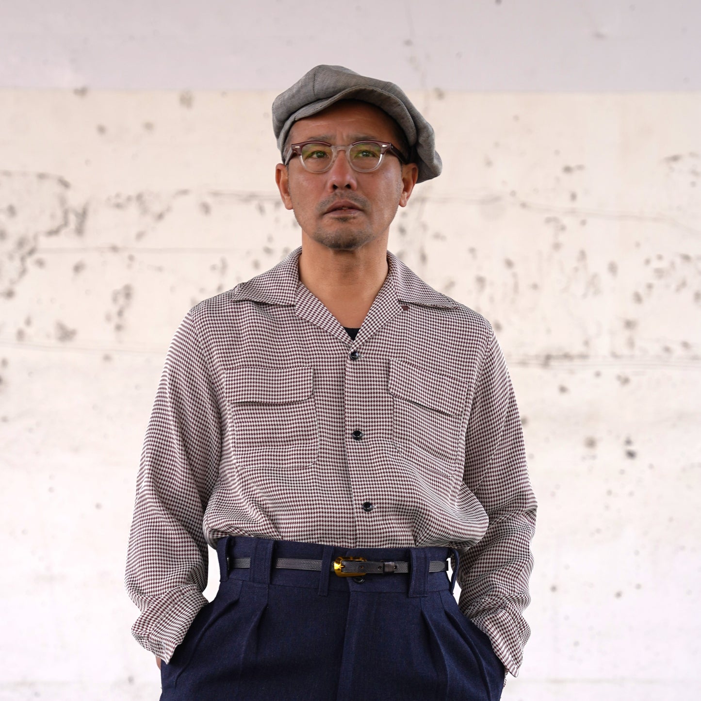 #260139 1950s L/S Shirt - Houndstooth