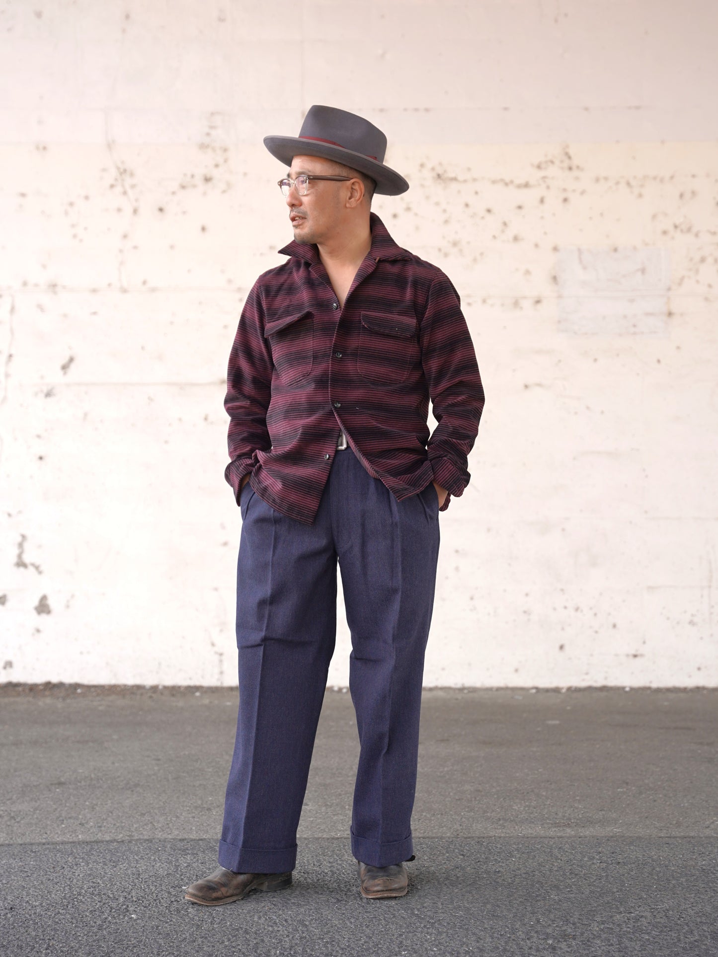 #260141 1950s L/S Corduroy Shirt - Stripe