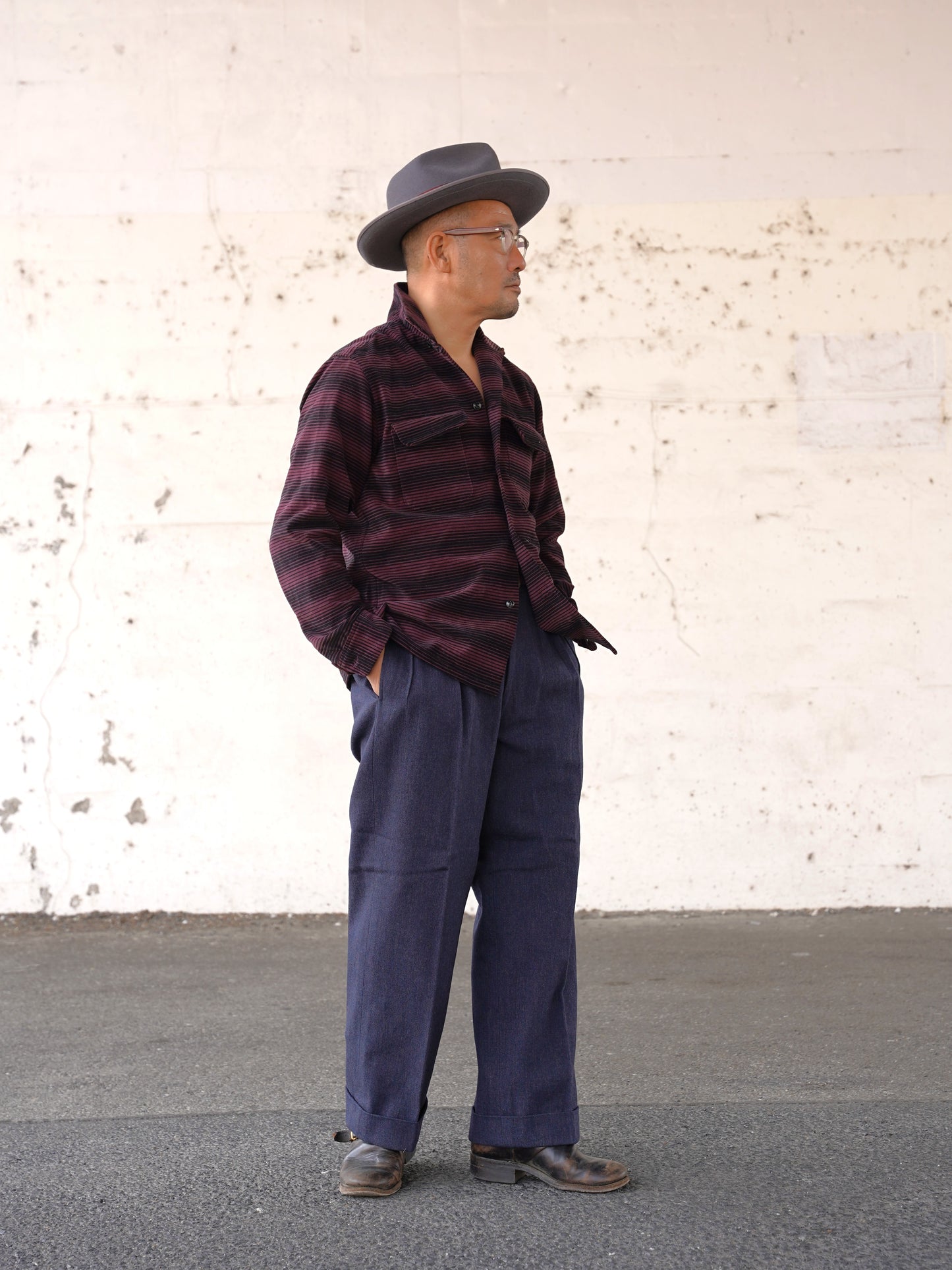 #260141 1950s L/S Corduroy Shirt - Stripe