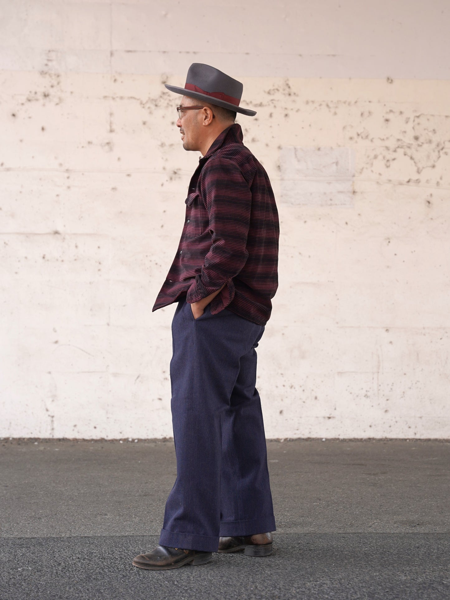 #260141 1950s L/S Corduroy Shirt - Stripe