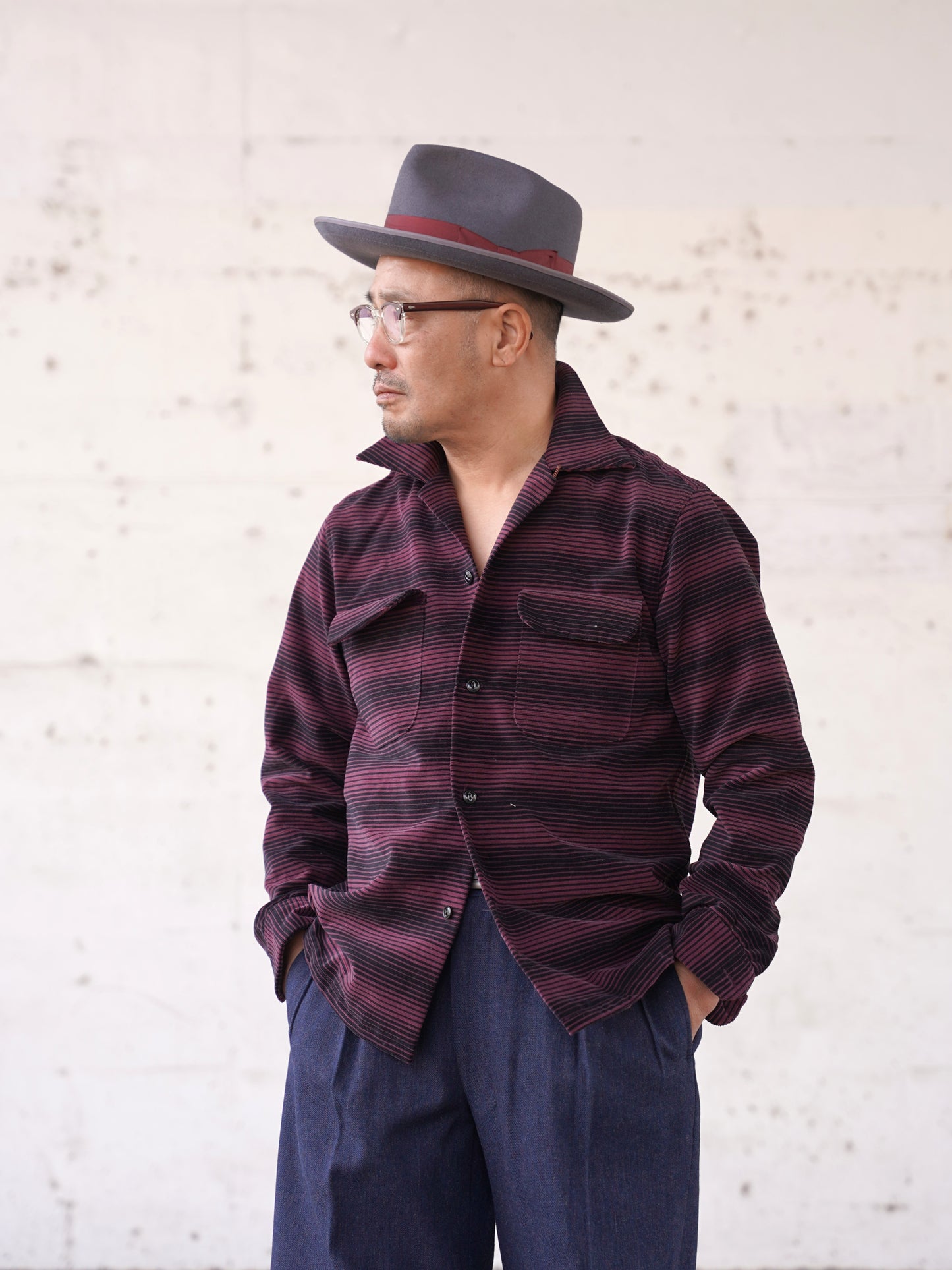 #260141 1950s L/S Corduroy Shirt - Stripe