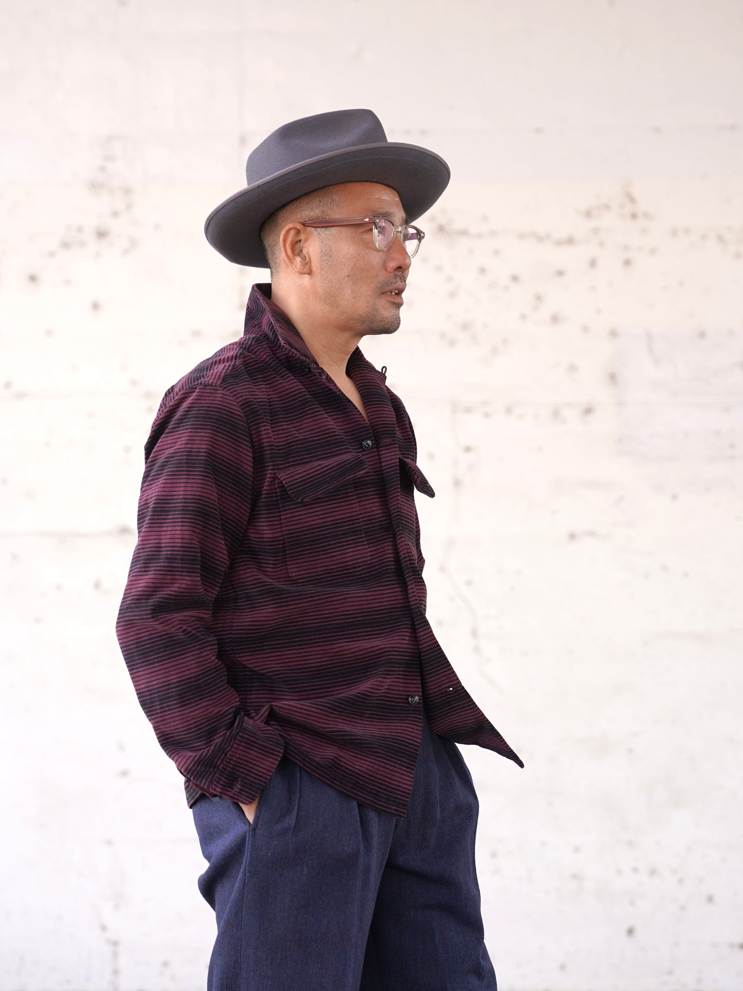 #260141 1950s L/S Corduroy Shirt - Stripe