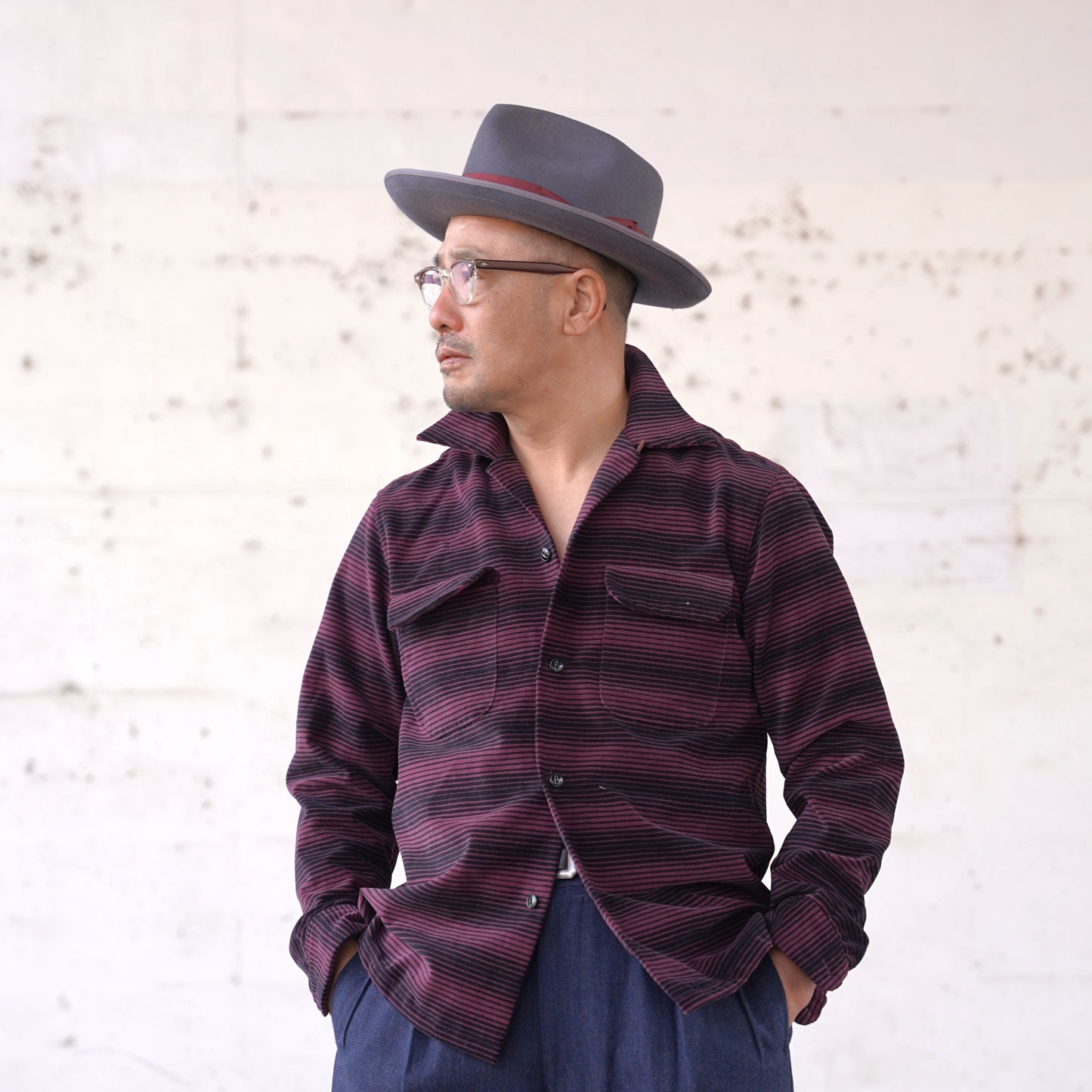 #260141 1950s L/S Corduroy Shirt - Stripe