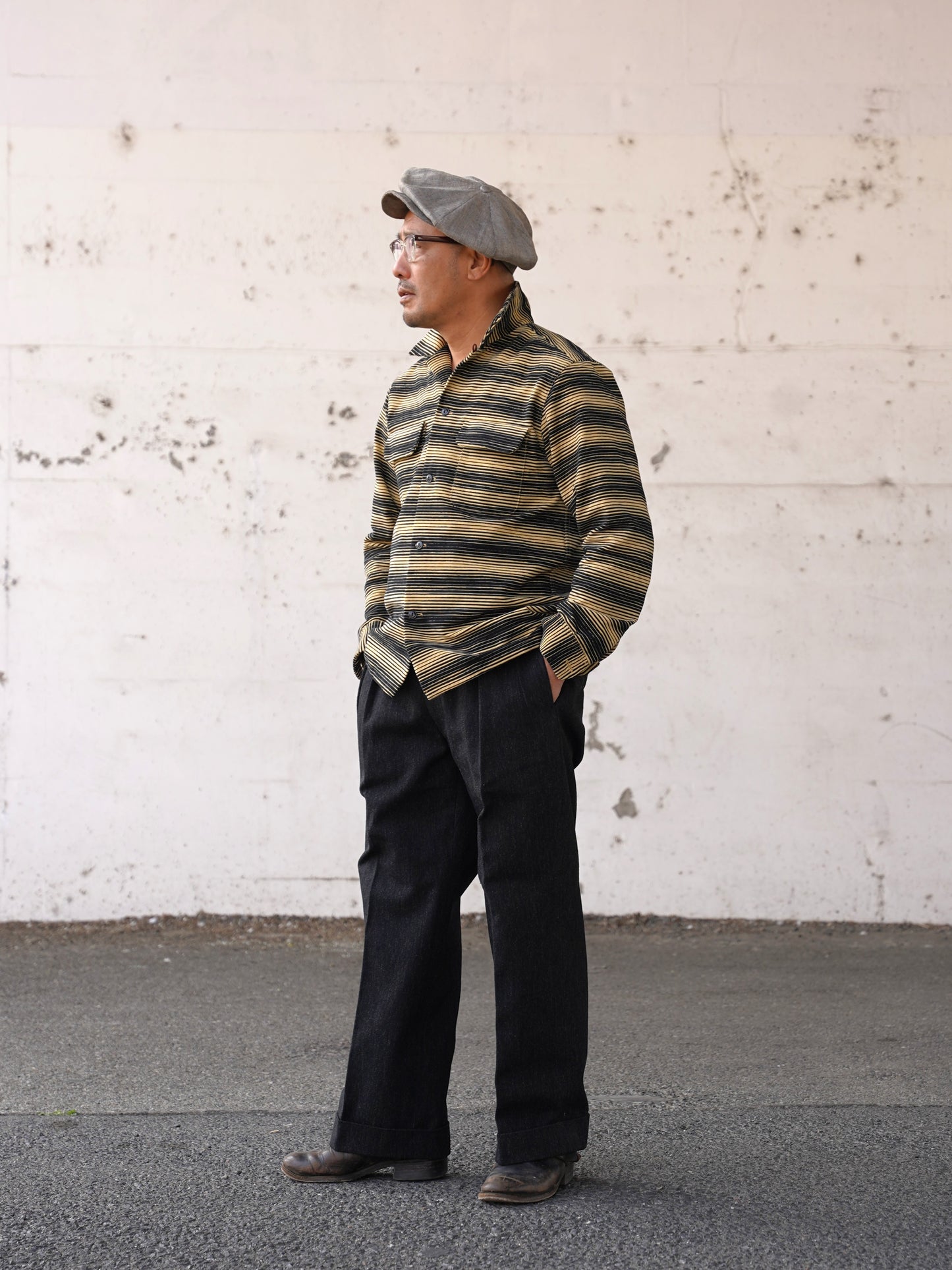 #260141 1950s L/S Corduroy Shirt - Stripe