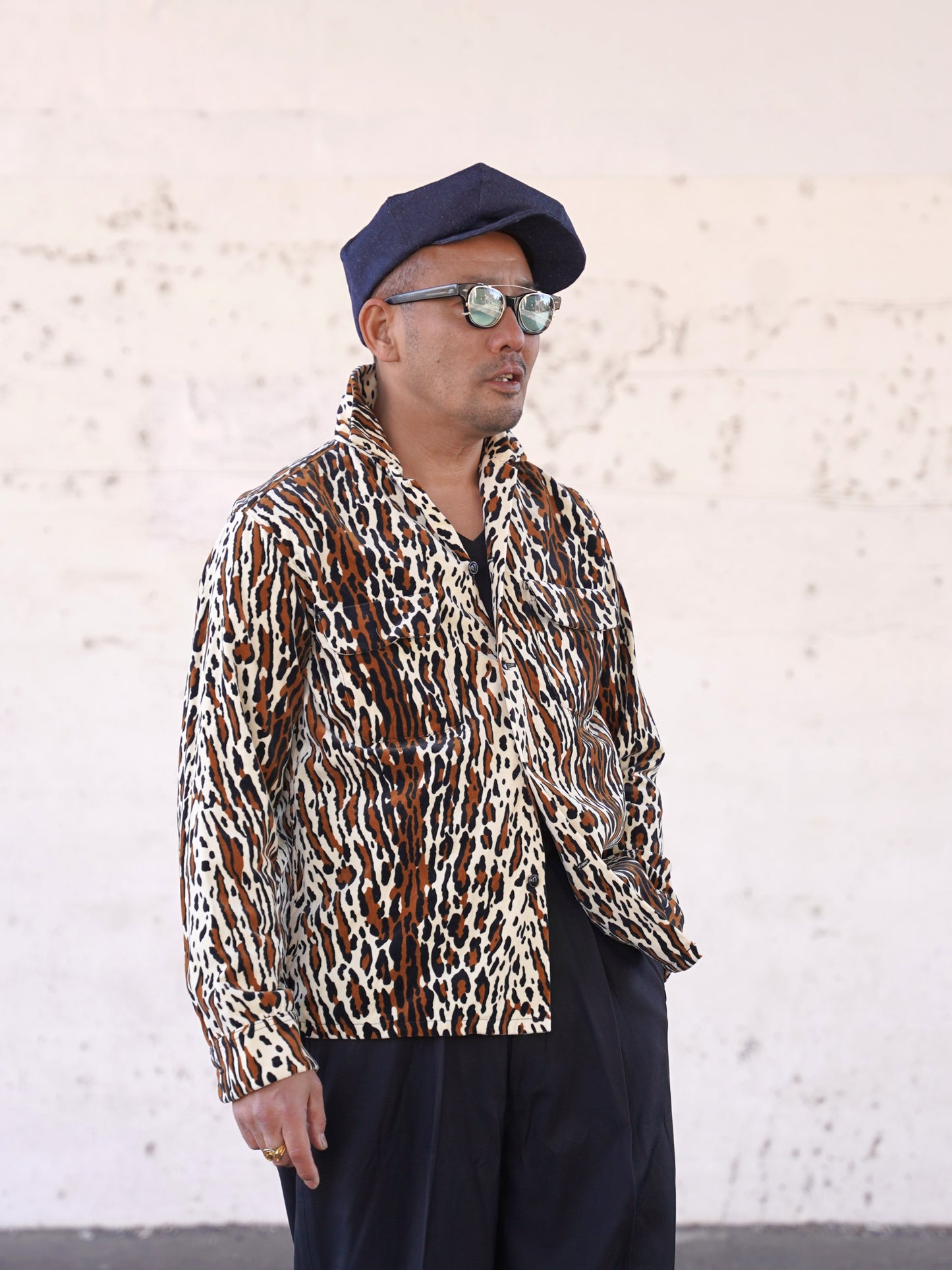 #260143 1950s Long-Sleeve Flannel Shirt - Leopard