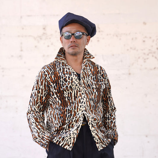 #260143 1950s Long-Sleeve Flannel Shirt - Leopard