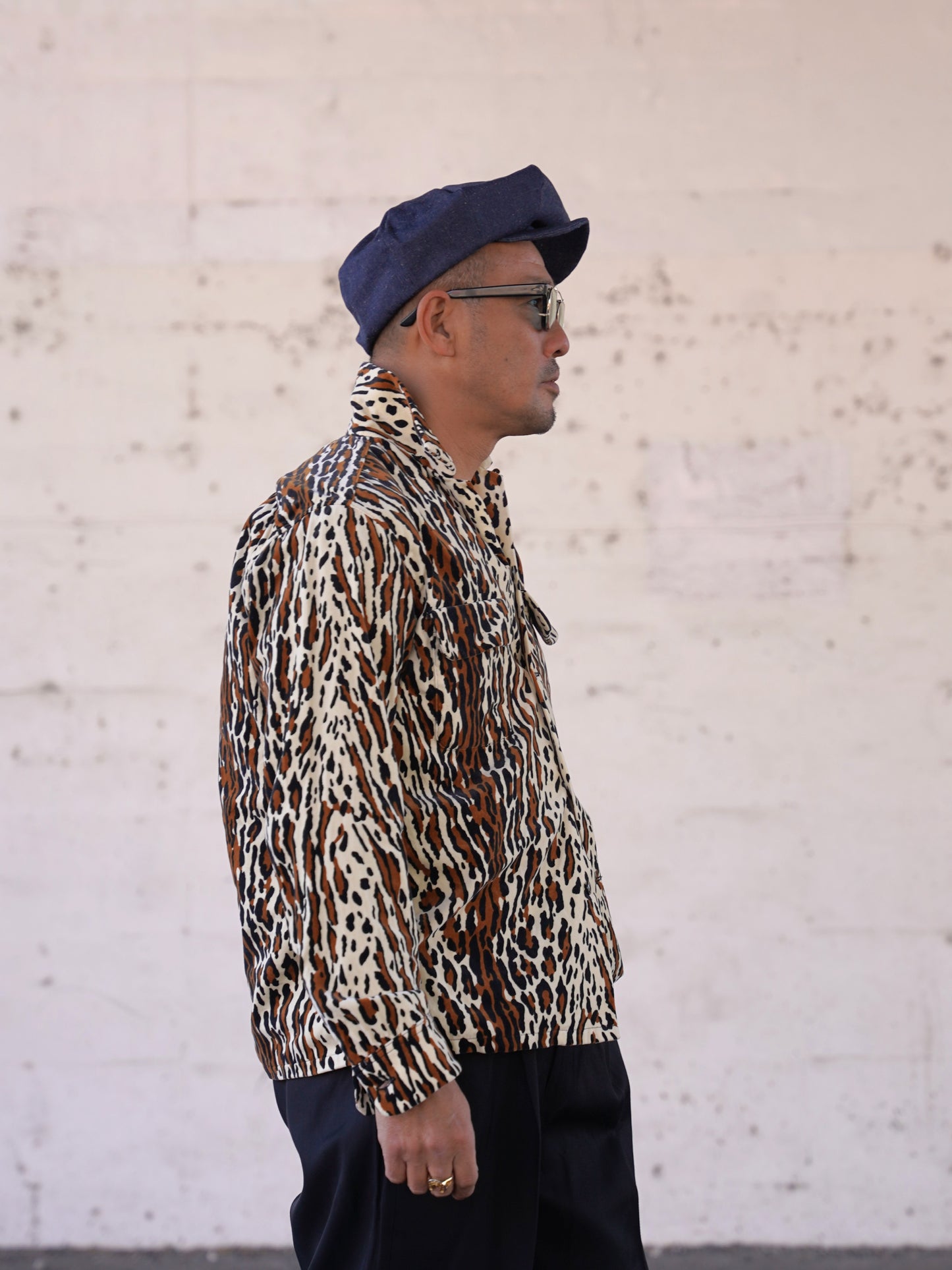 #260143 1950s Long-Sleeve Flannel Shirt - Leopard