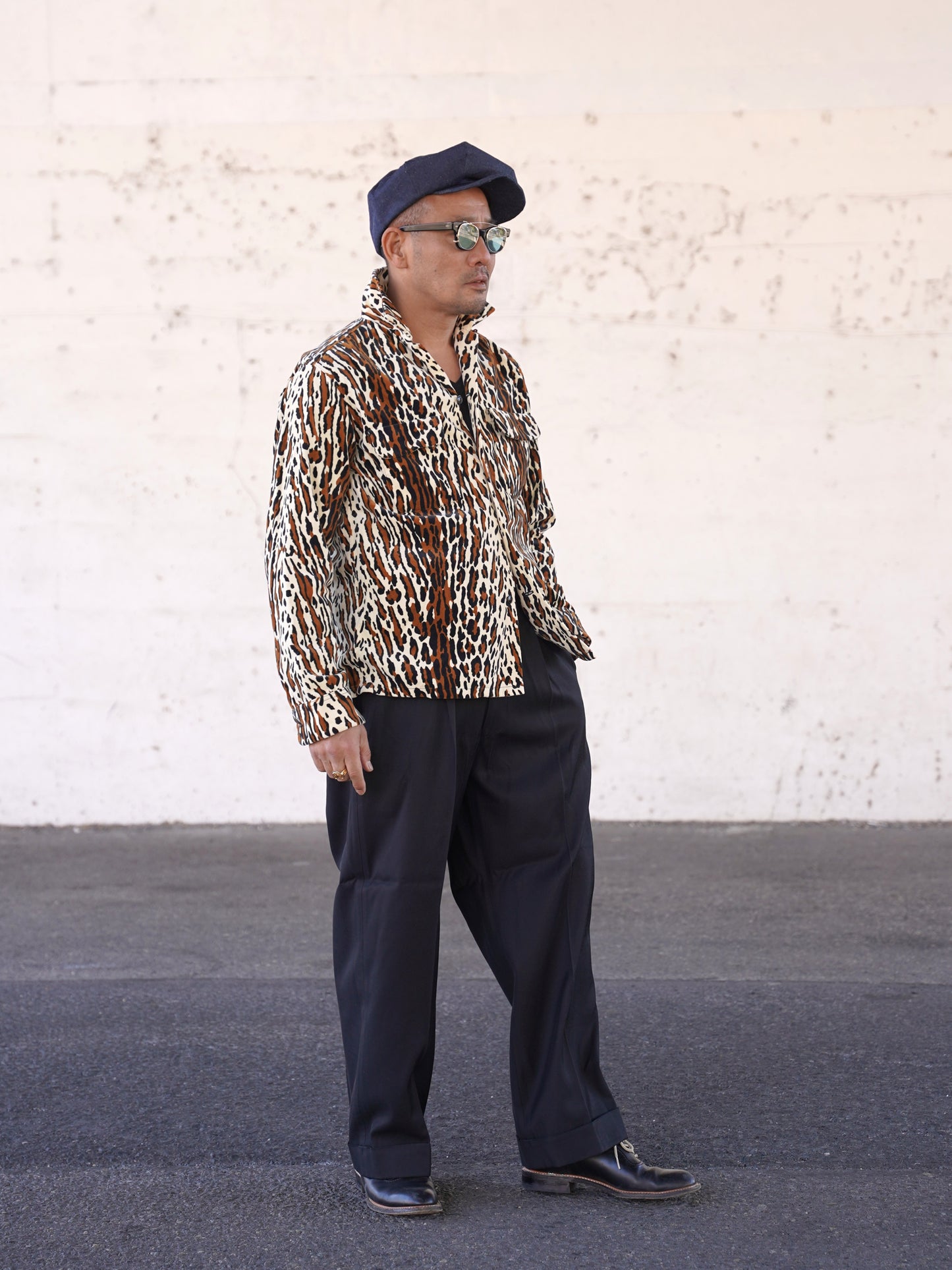#260143 1950s Long-Sleeve Flannel Shirt - Leopard