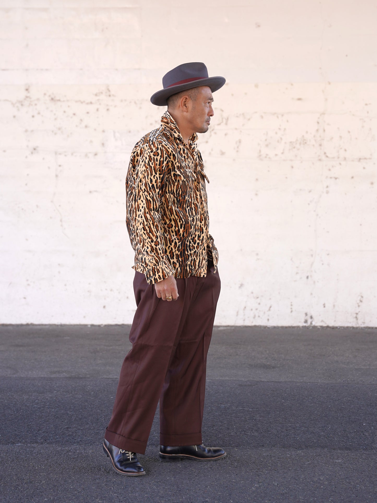 #260143 1950s Long-Sleeve Flannel Shirt - Leopard