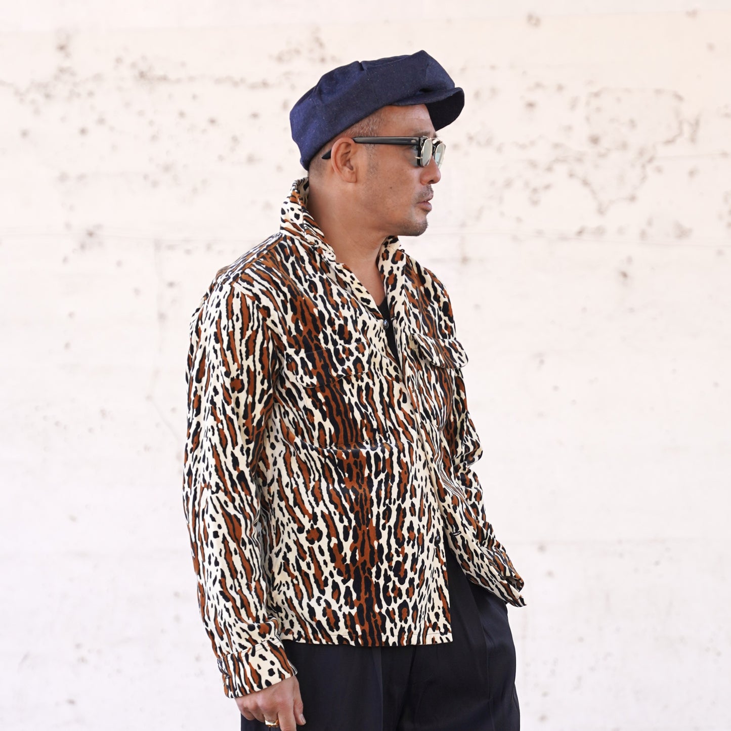#260143 1950s Long-Sleeve Flannel Shirt - Leopard