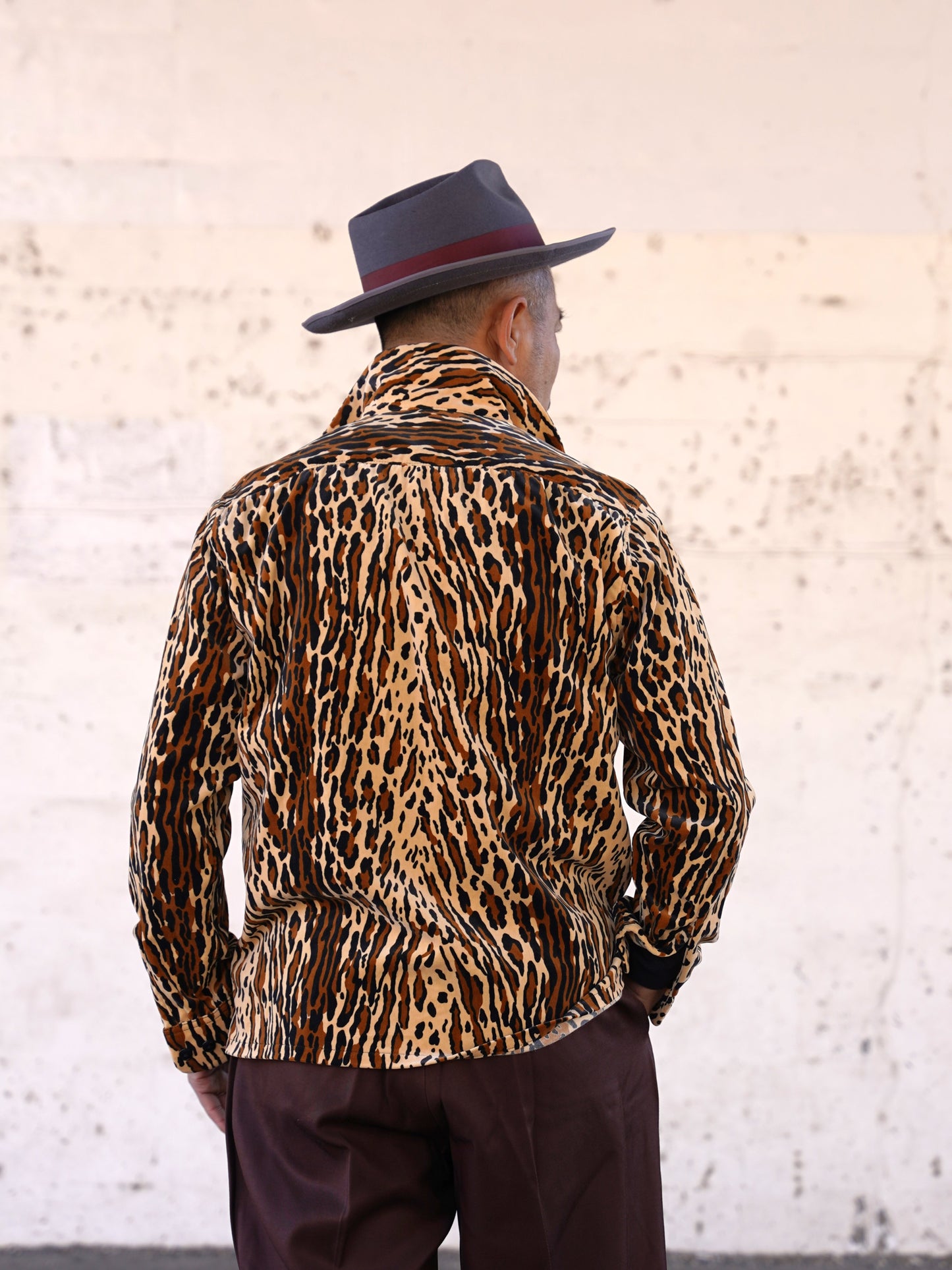 #260143 1950s Long-Sleeve Flannel Shirt - Leopard