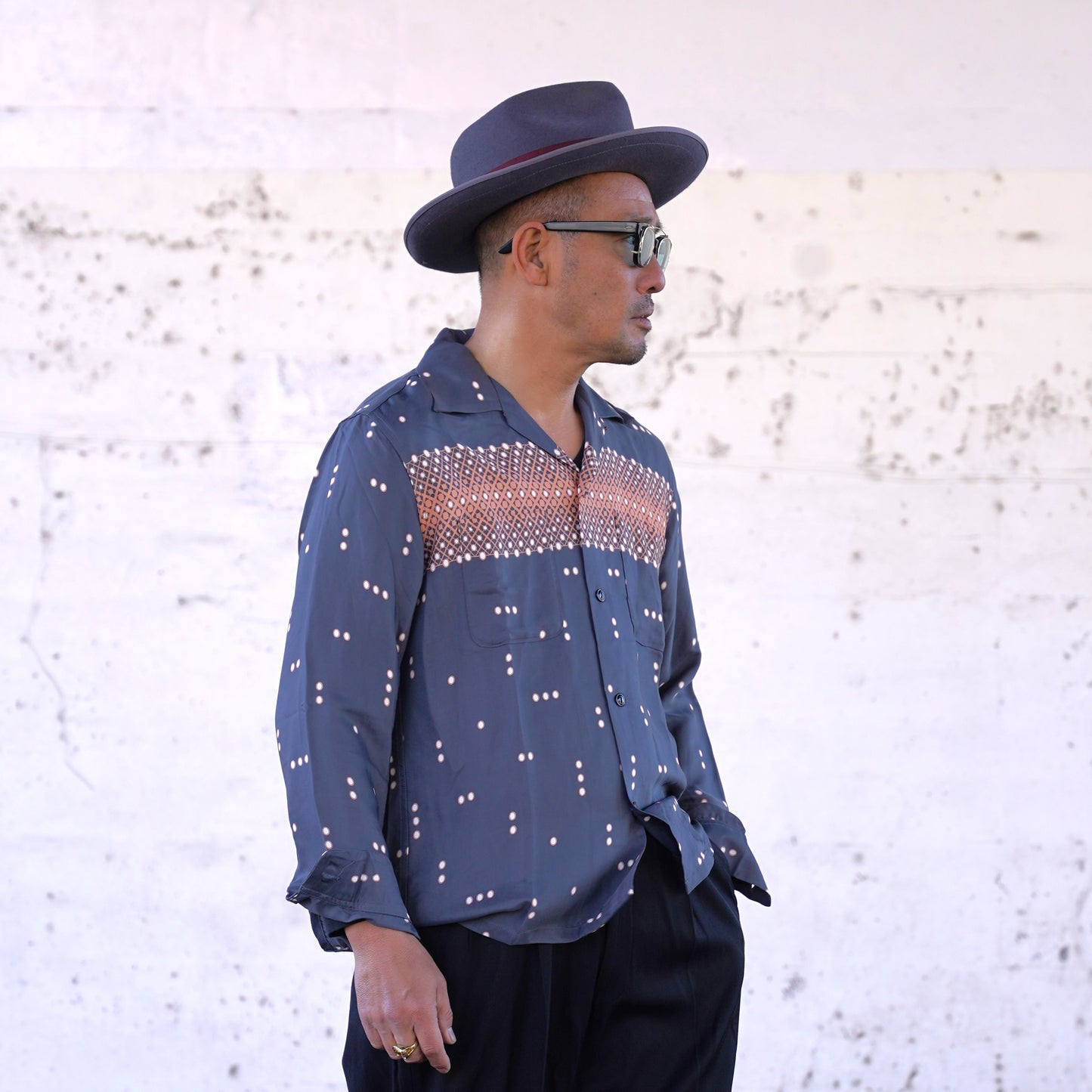 #260144 1950s Long-Sleeve Polka Dot Shirt