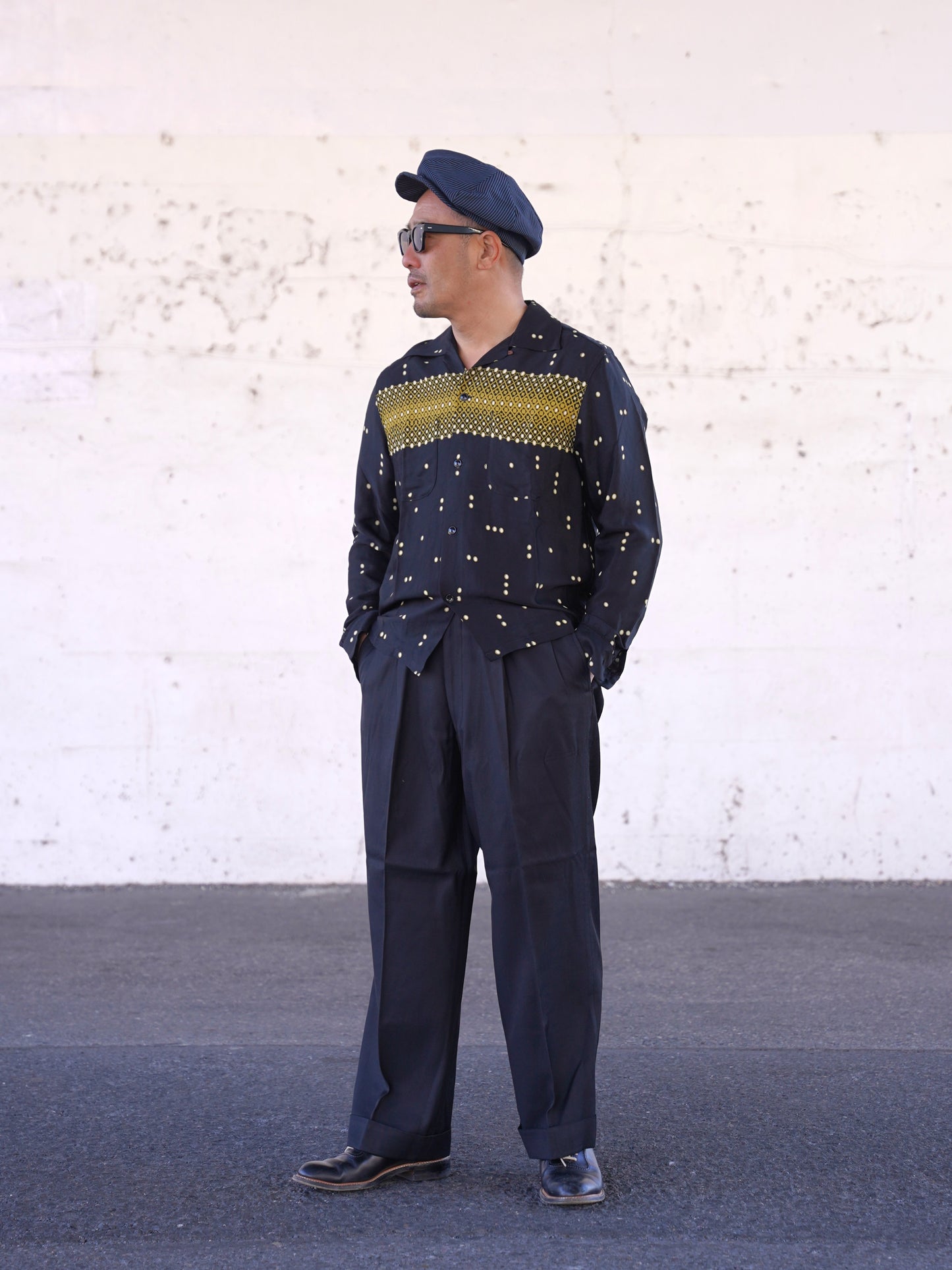 #260144 1950s Long-Sleeve Polka Dot Shirt