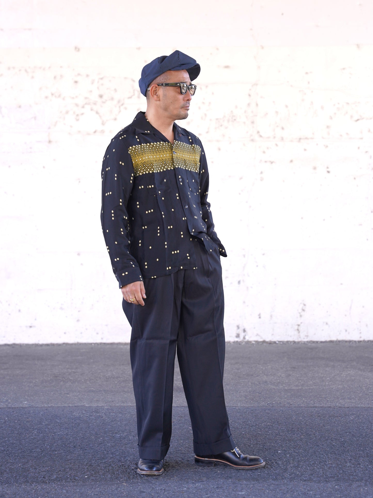 #260144 1950s Long-Sleeve Polka Dot Shirt