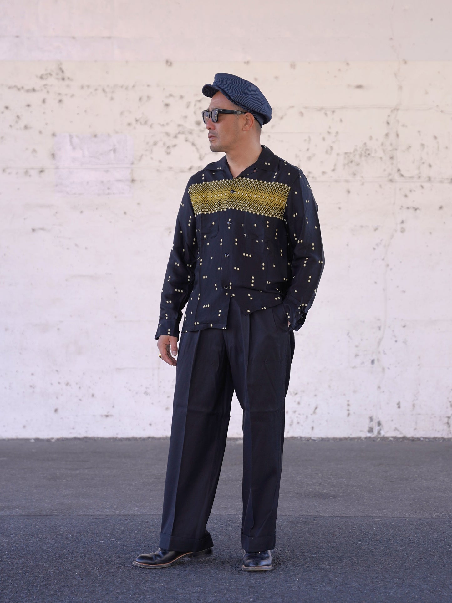 #260144 1950s Long-Sleeve Polka Dot Shirt