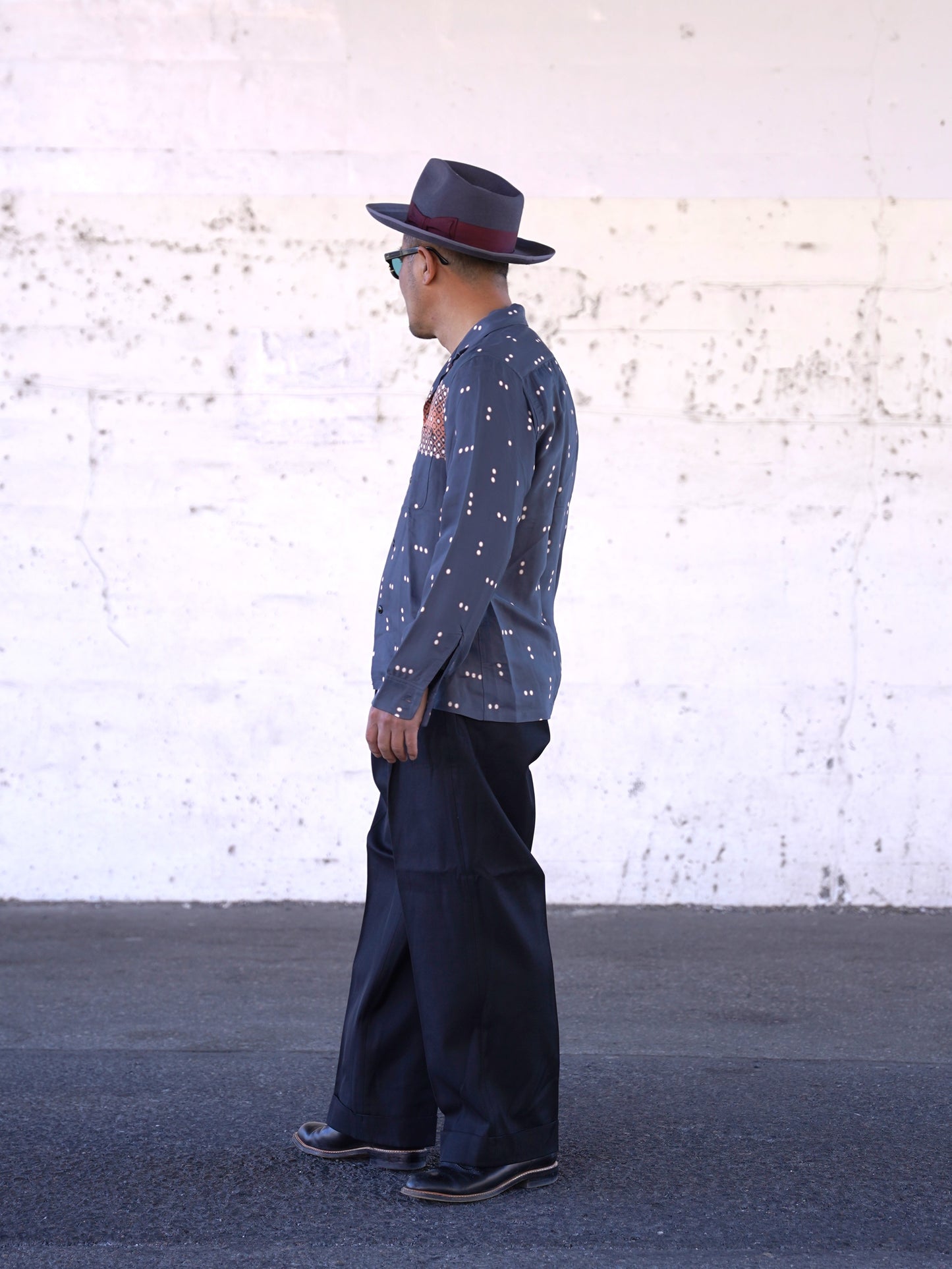 #260144 1950s Long-Sleeve Polka Dot Shirt