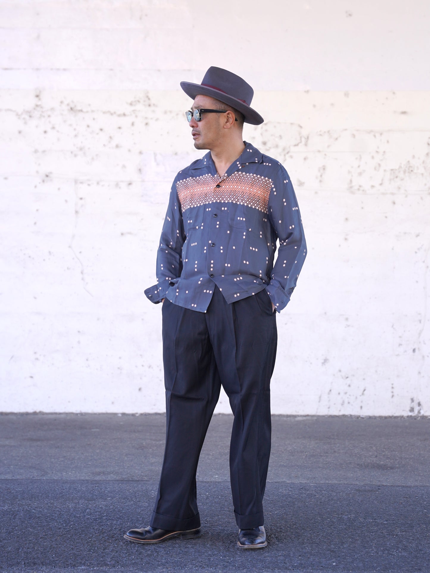 #260144 1950s Long-Sleeve Polka Dot Shirt