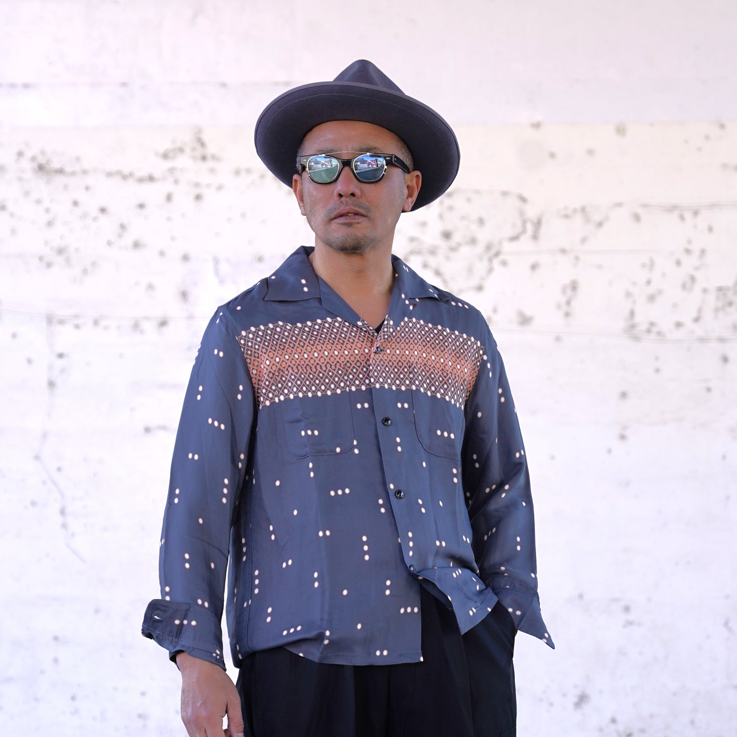 #260144 1950s Long-Sleeve Polka Dot Shirt