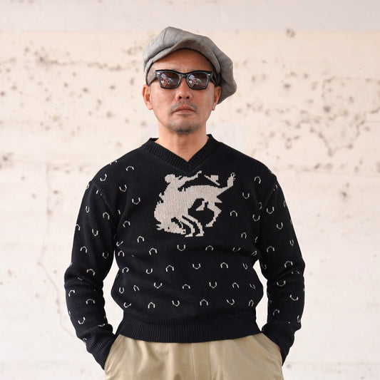 #260208 1940s V-Neck Knit - Cowboy