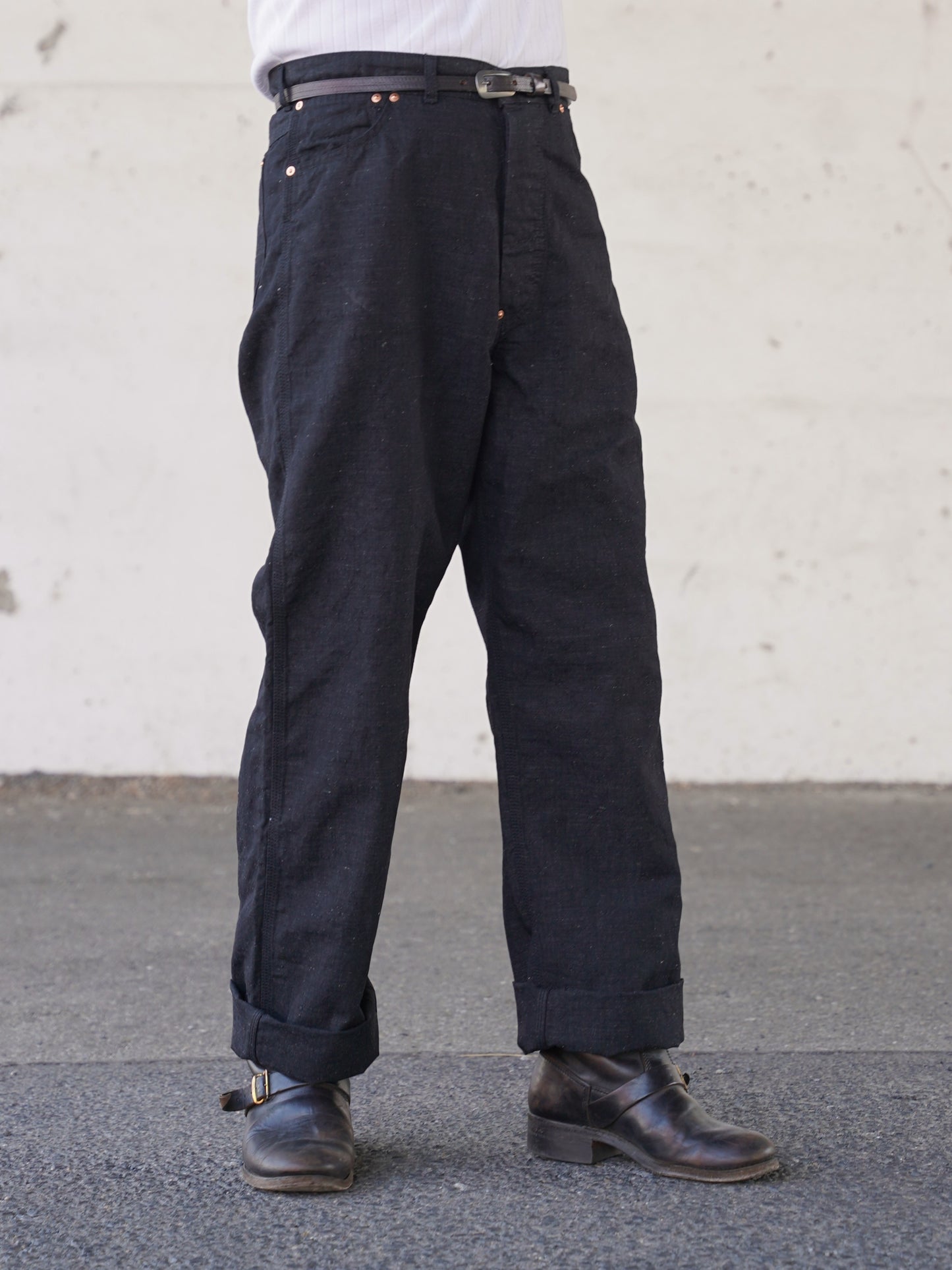 #260303 1940s Denim Pants Cinch Back