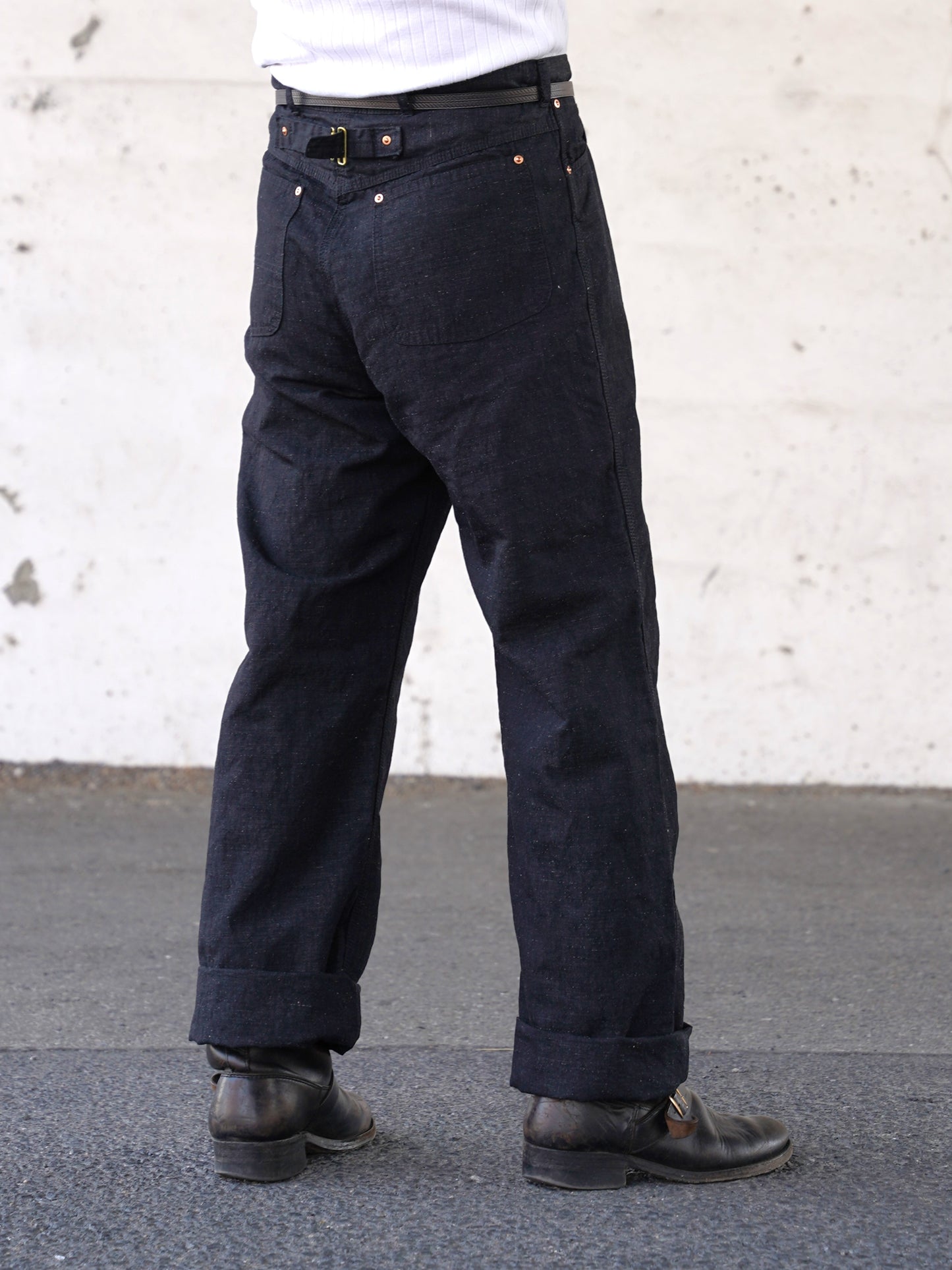 #260303 1940s Denim Pants Cinch Back