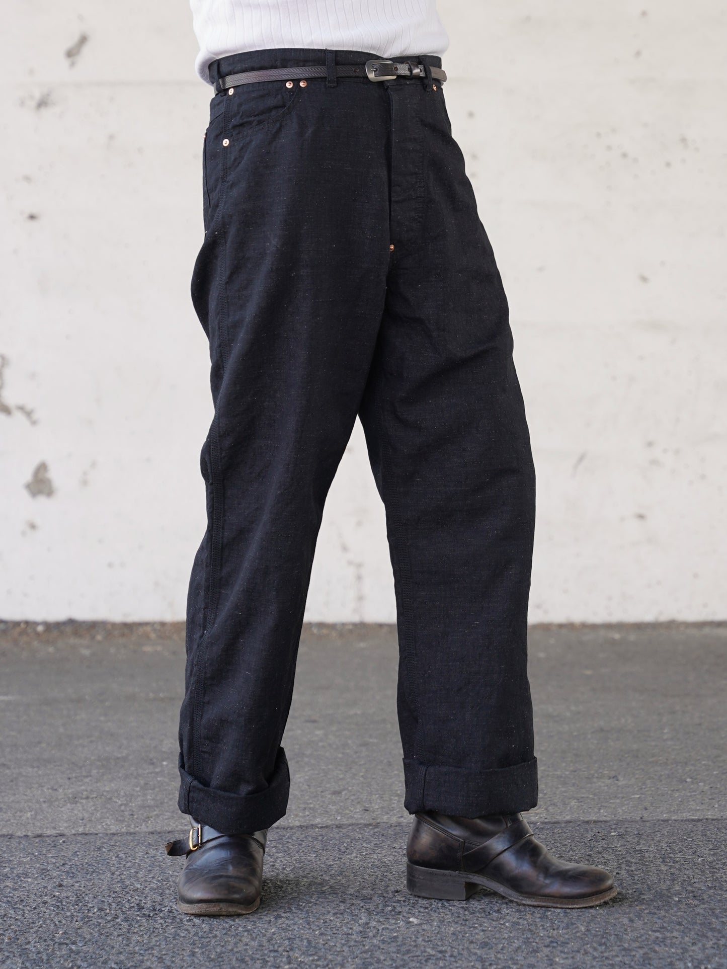 #260303 1940s Denim Pants Cinch Back