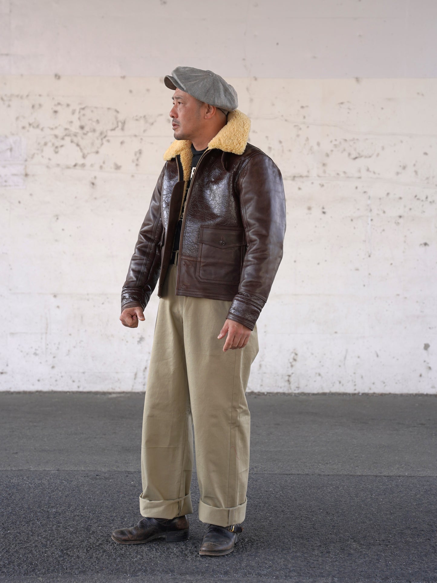 #260425 Sheepskin & Horsehide Bomber Jacket