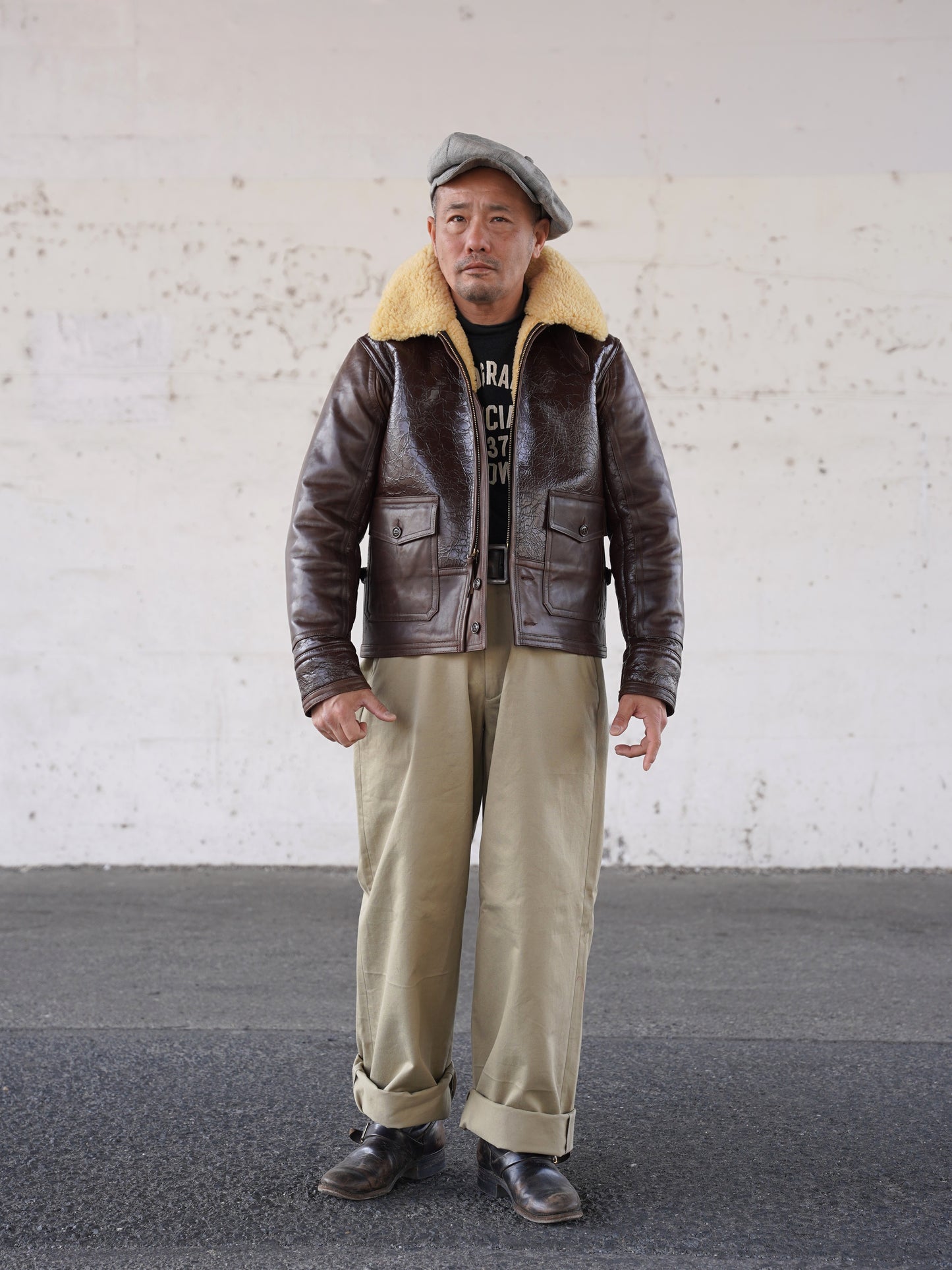 #260425 Sheepskin & Horsehide Bomber Jacket