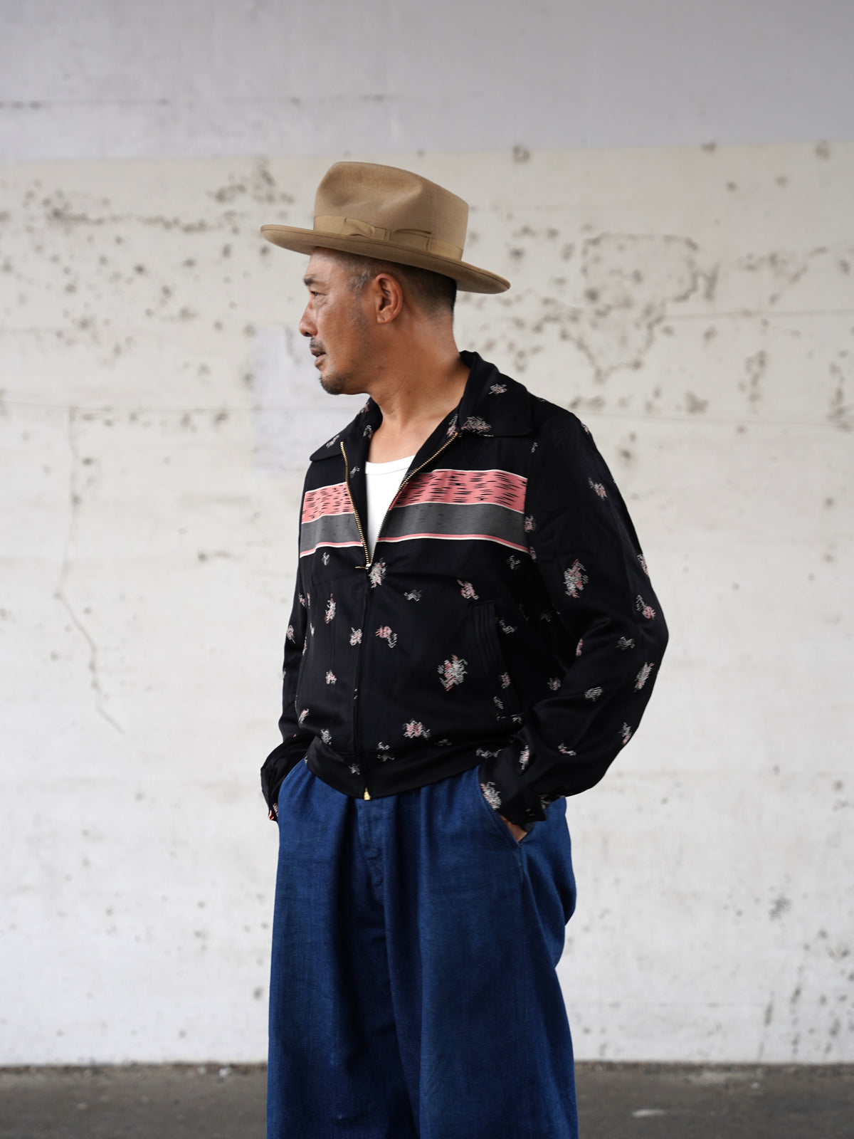 #270406 1950s Desert Border Pattern Gabardine Jacket