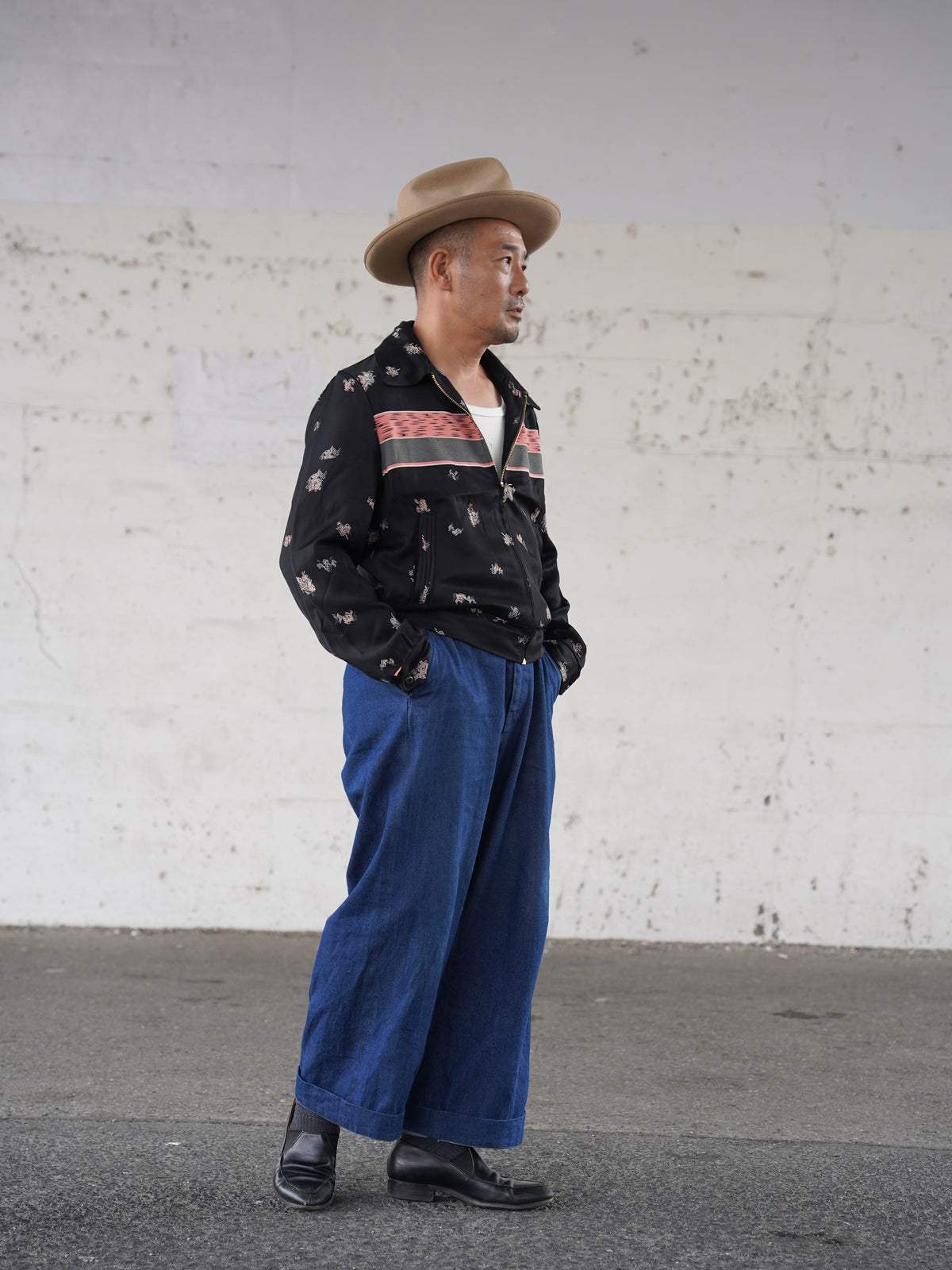 #270406 1950s Desert Border Pattern Gabardine Jacket