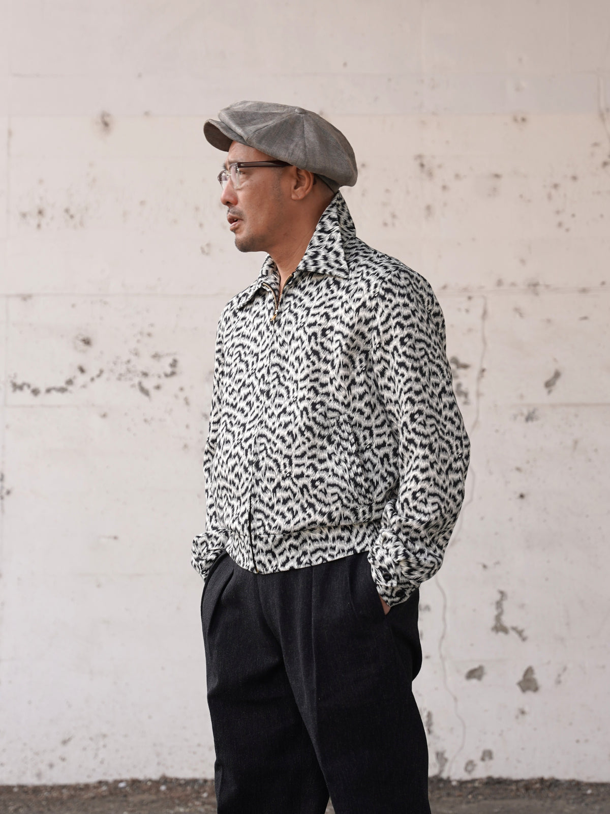 #270408 1950s Leopard Pattern Gabardine Jacket