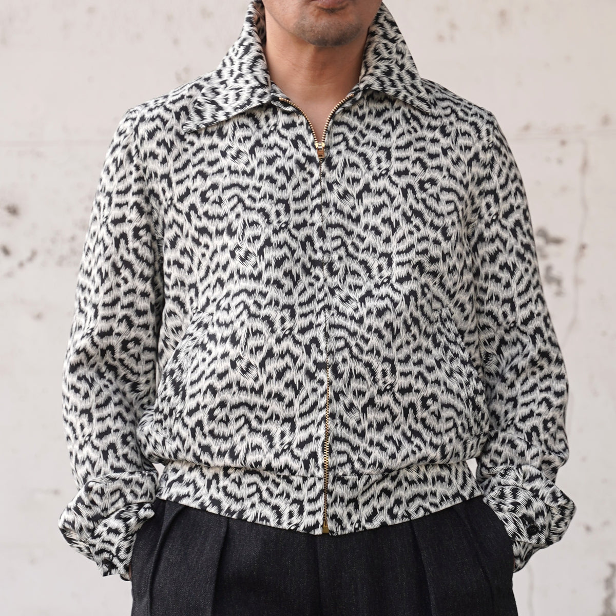 #270408 1950s Leopard Pattern Gabardine Jacket