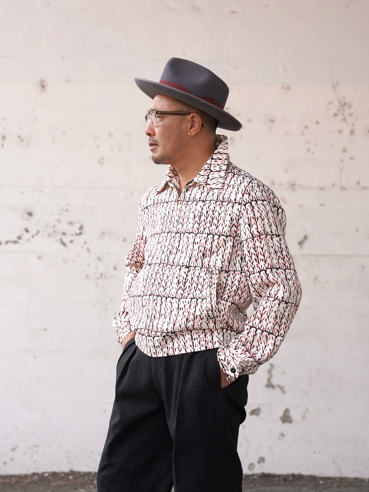 #270409 1950s Atomic Pattern Gabardine Jacket