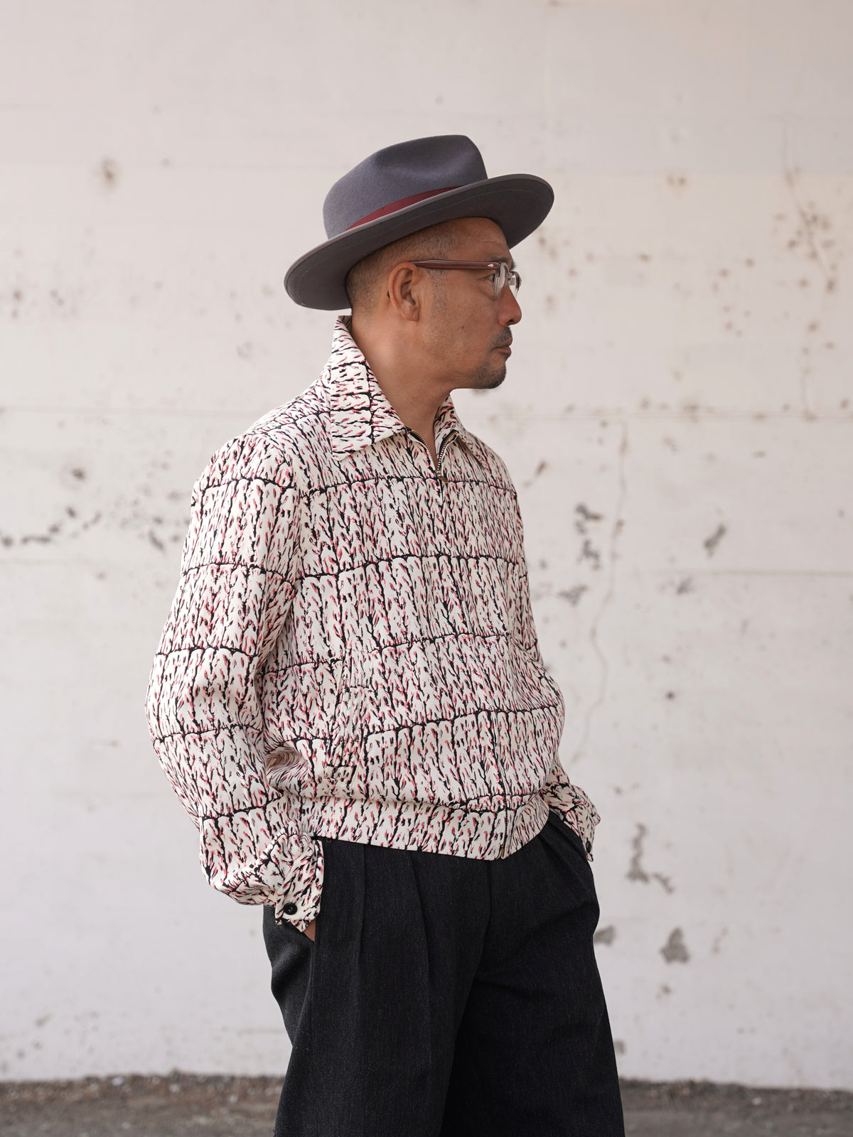 #270409 1950s Atomic Pattern Gabardine Jacket