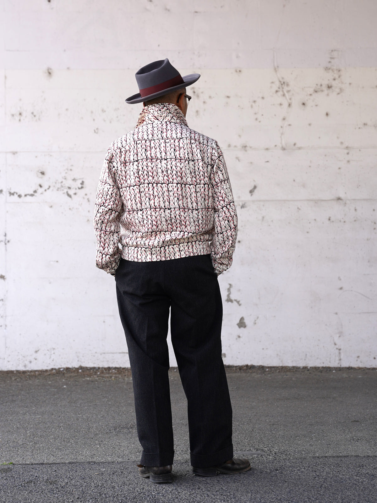 #270409 1950s Atomic Pattern Gabardine Jacket