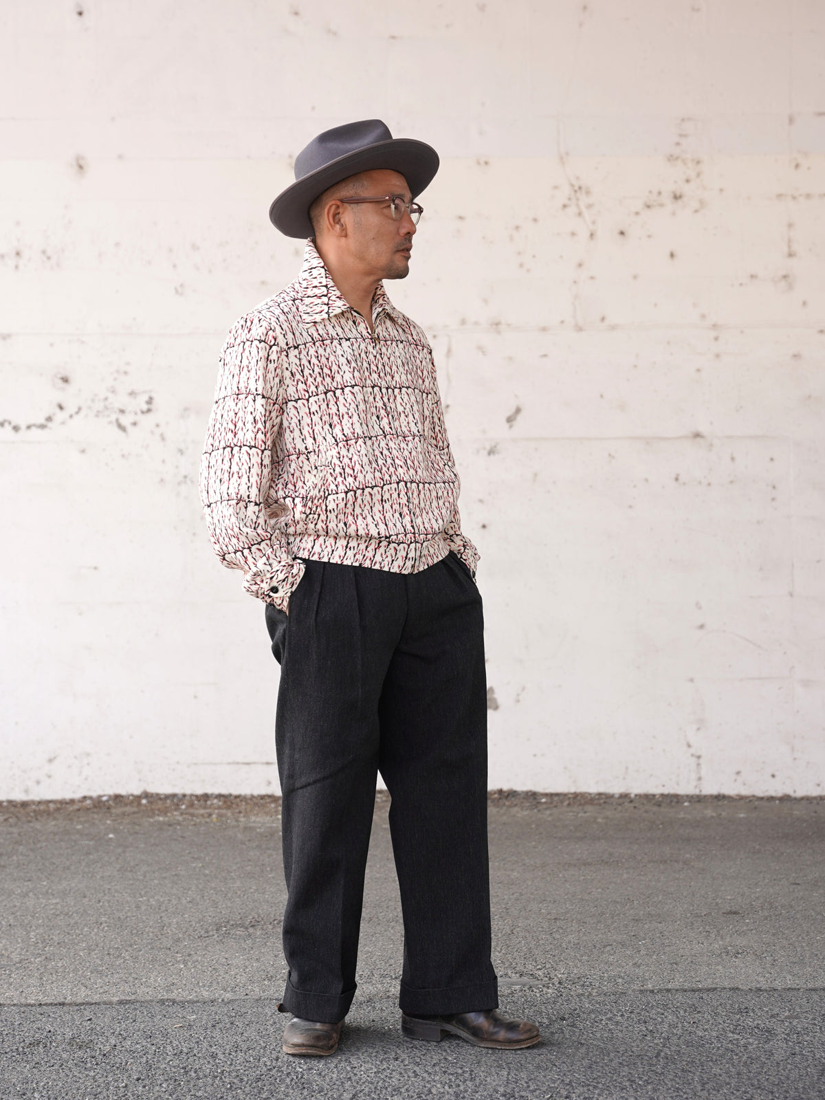 #270409 1950s Atomic Pattern Gabardine Jacket