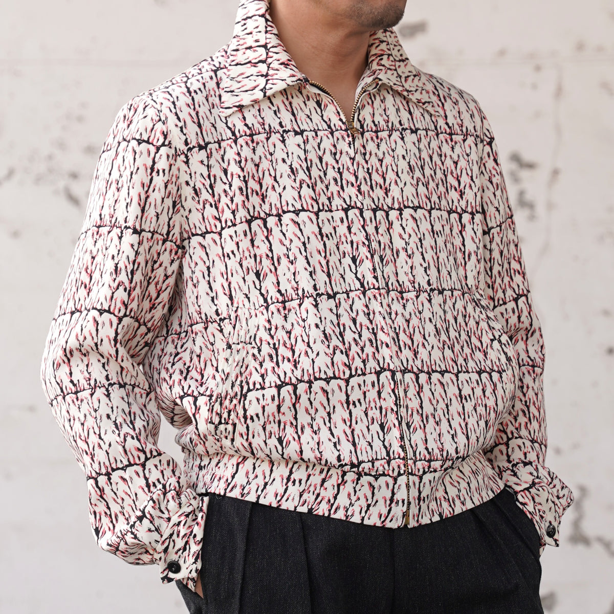 #270409 1950s Atomic Pattern Gabardine Jacket