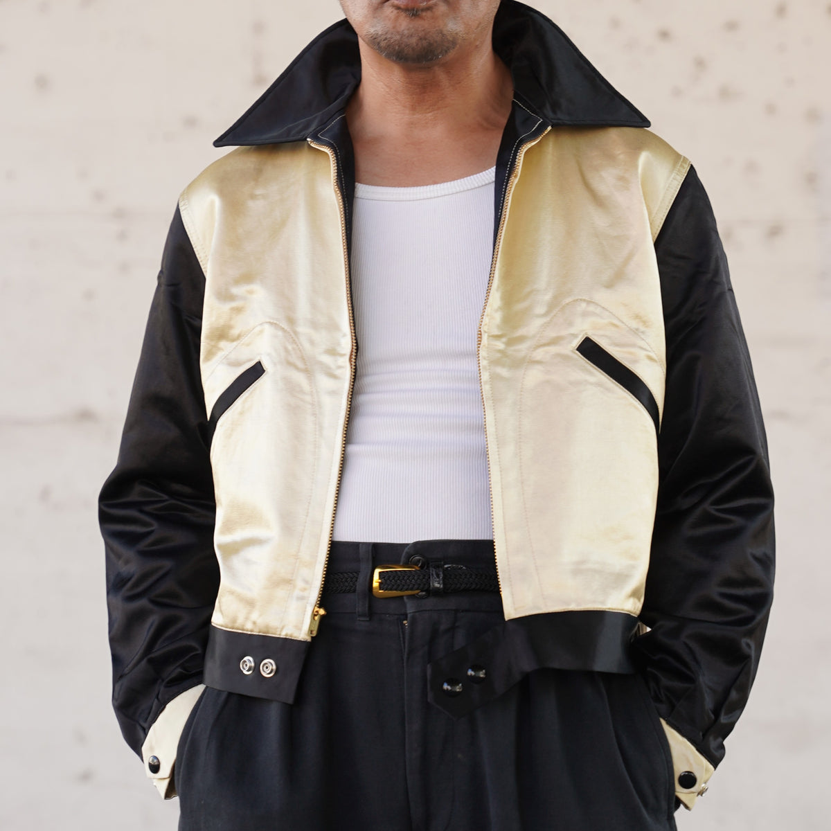 #270412 1950s Two-Tone Satin Sports Jacket