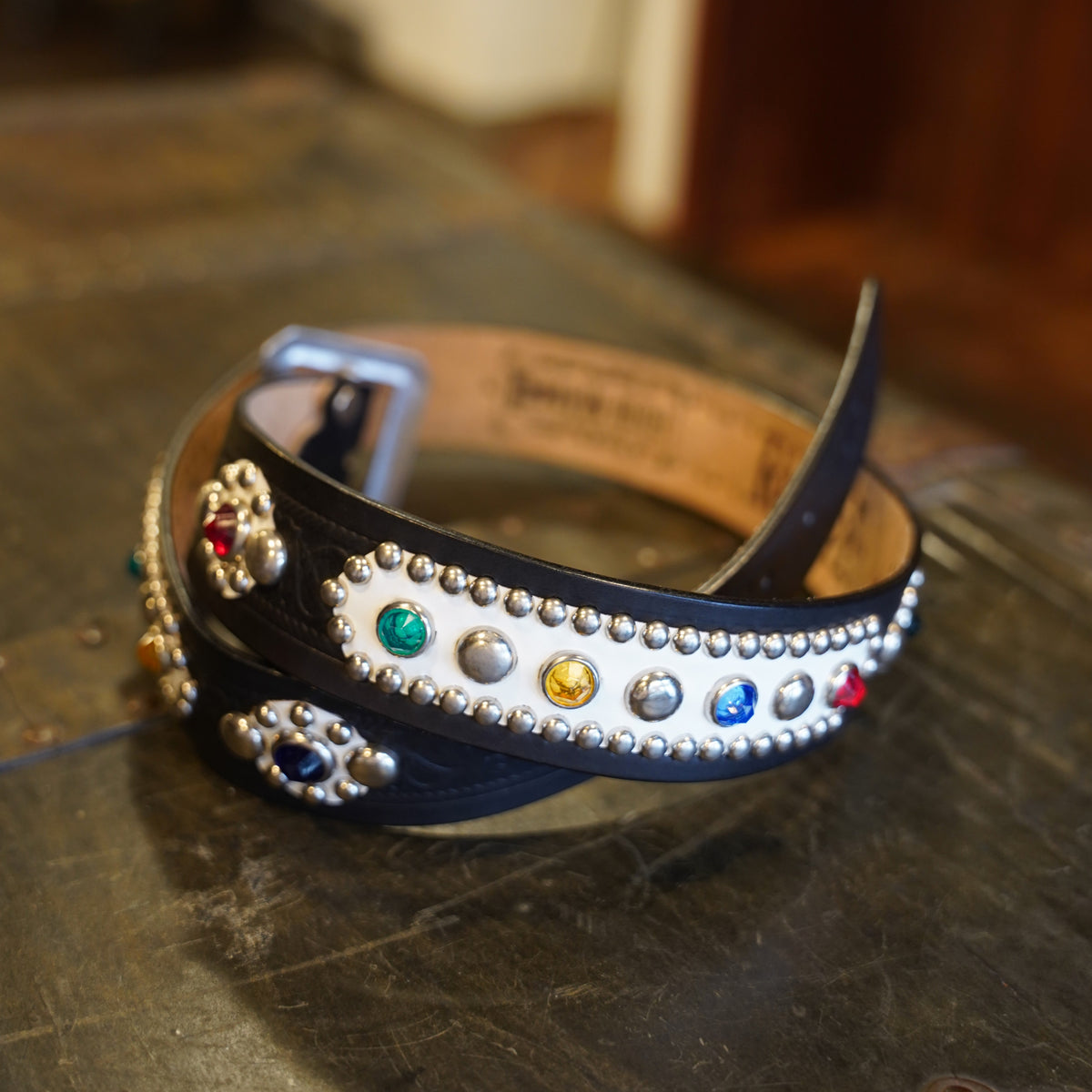 #270505 1950s Reflector Studded Leather Belt - 42ｍｍ
