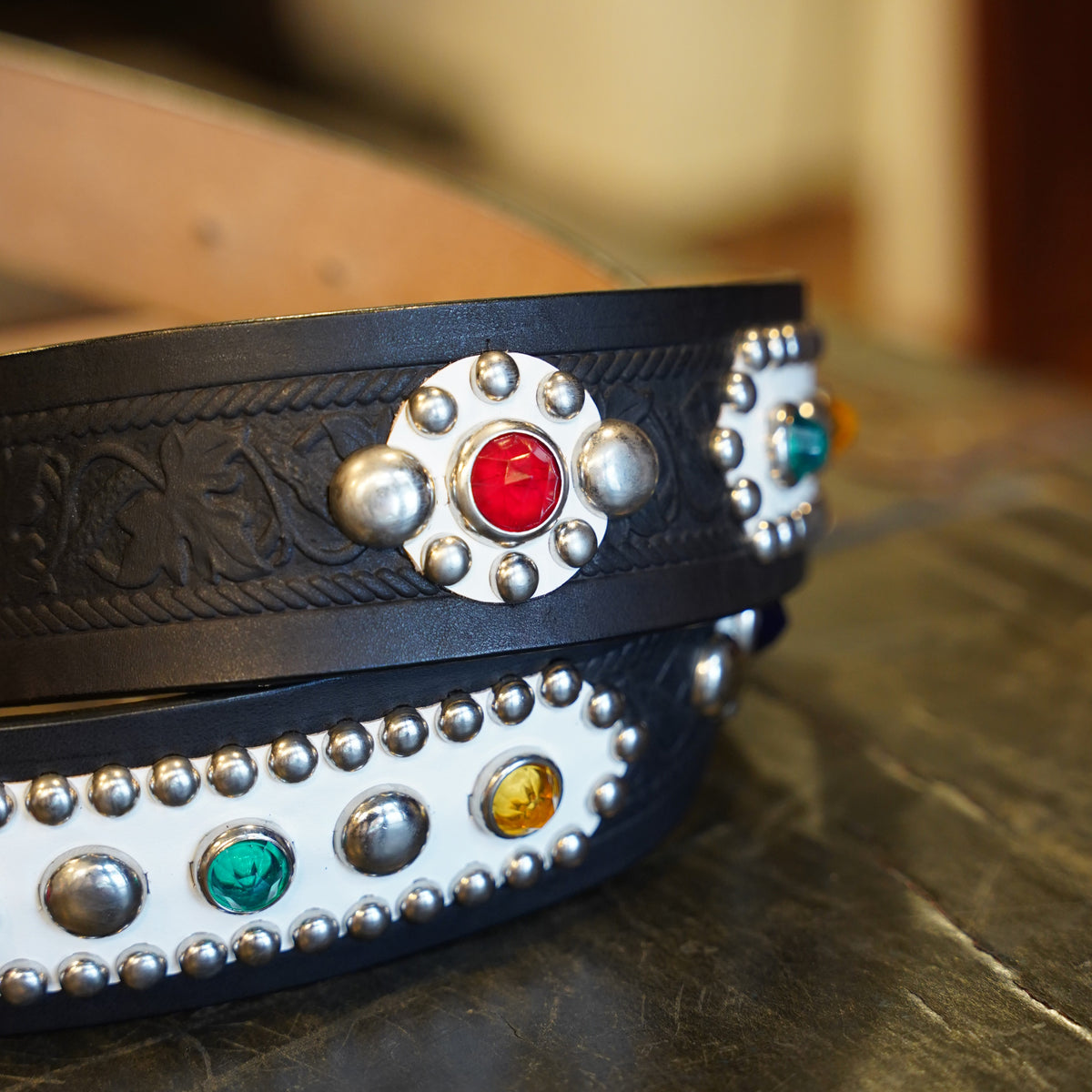 #270505 1950s Reflector Studded Leather Belt - 42ｍｍ